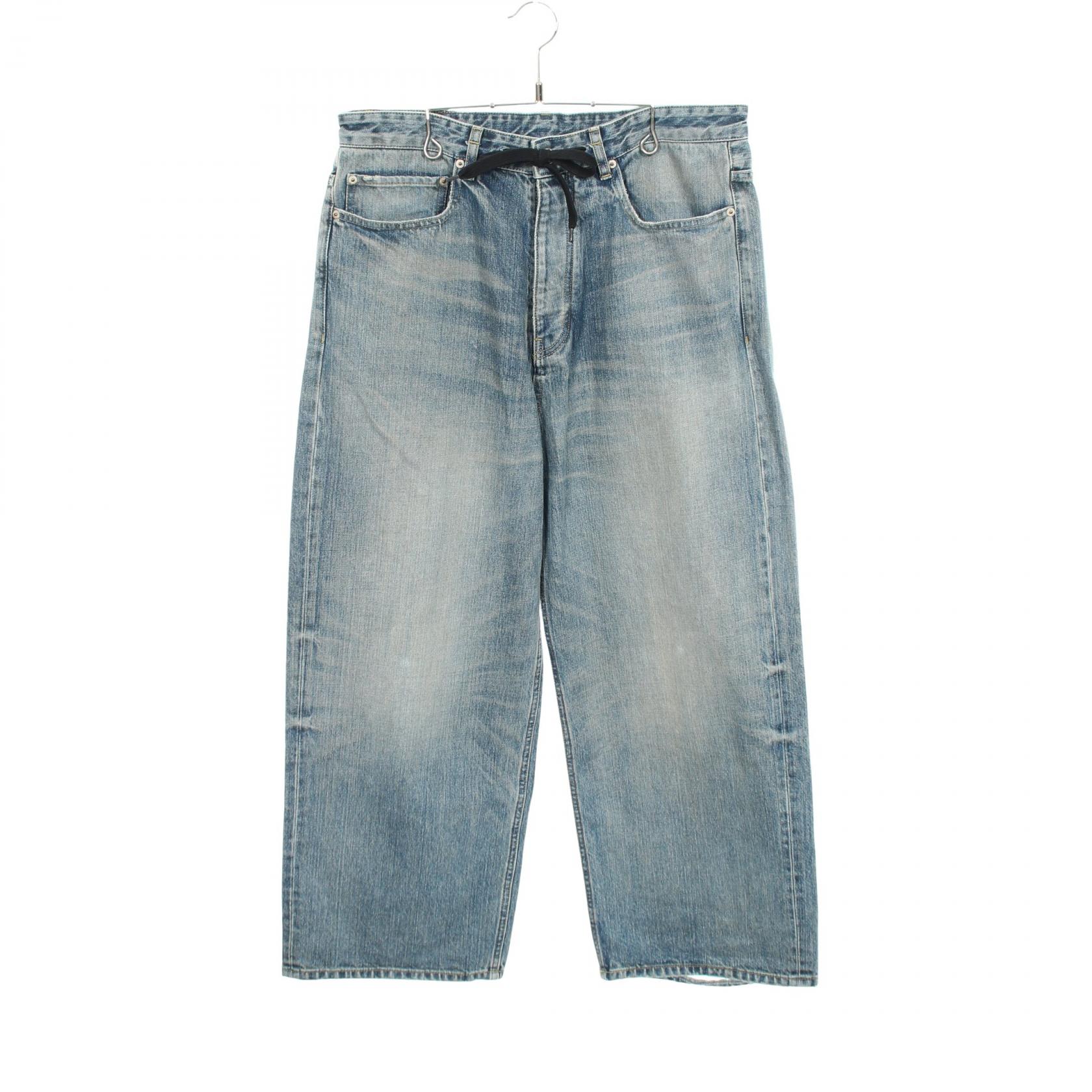 ≪10%OFFクーポン 7/19 20時~7/26 9:59≫バレンシアガ BALENCIAGA ドローストリング オーバーサイズ ダメージ加工 バギー デニムパンツ 衣料品 ボトムス コットン メンズ レディース ブルー系 【中古】|Mike Museum
