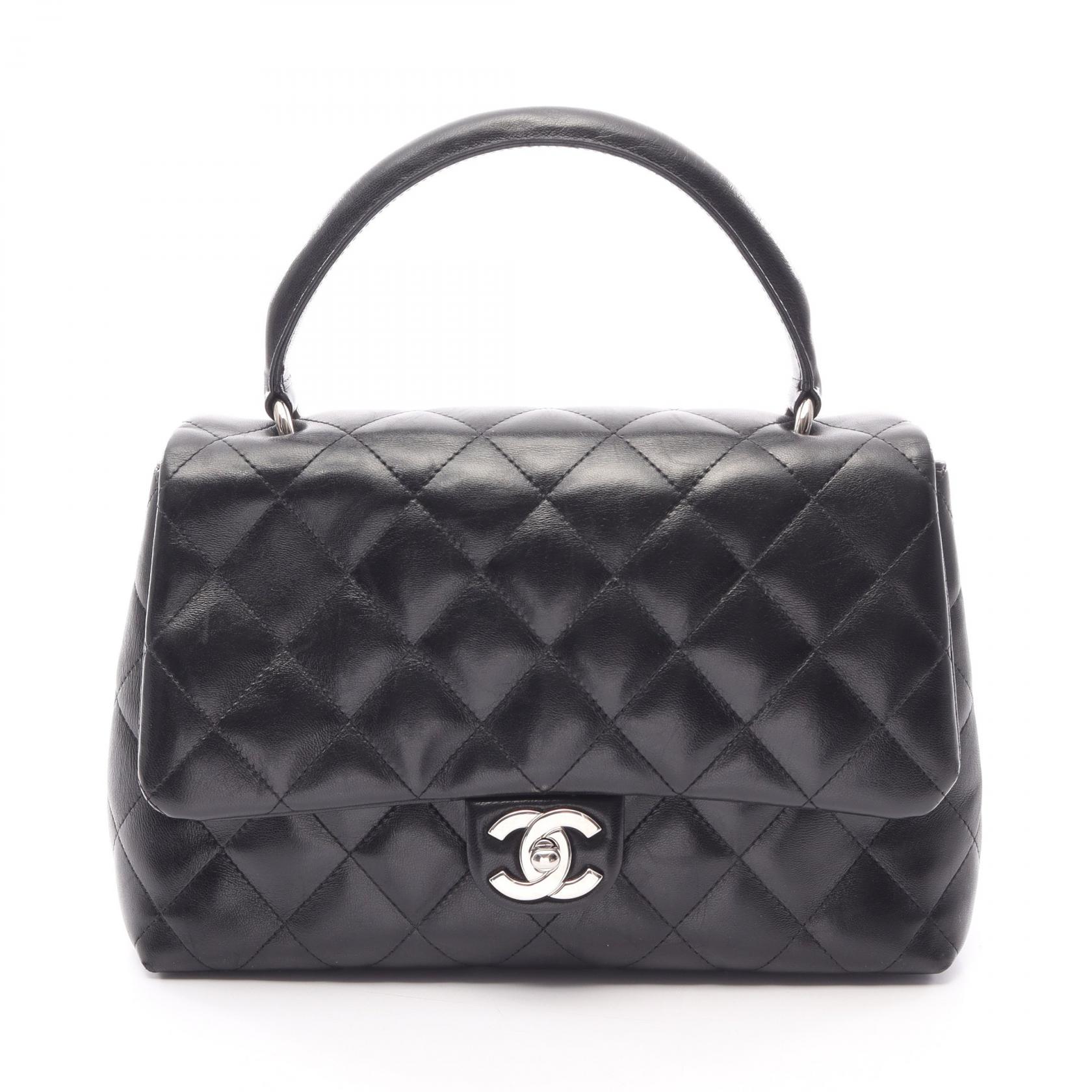 ≪15%OFFクーポン 7/19 20時～7/26 9:59≫シャネル CHANEL マトラッセ トップハンドル ハンドバッグ バッグ ラムスキン（羊革） レディース ブラック系 【中古】｜Mike Museum 315,000円