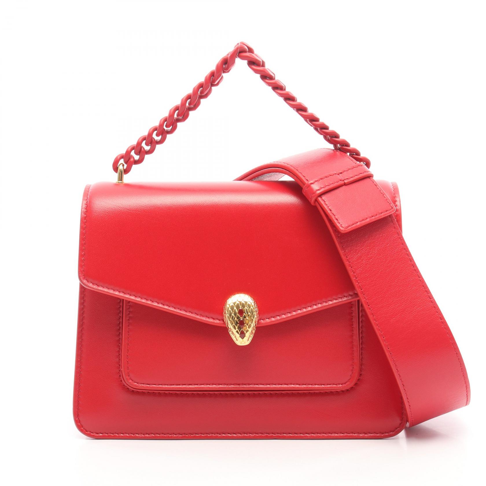 ≪15%OFFクーポン 7/19 20時～7/26 9:59≫ブルガリ BVLGARI セルペンティ フォーエバー 2WAY ハンドバッグ バッグ レザー レディース レッド系 【中古】｜Mike Museum