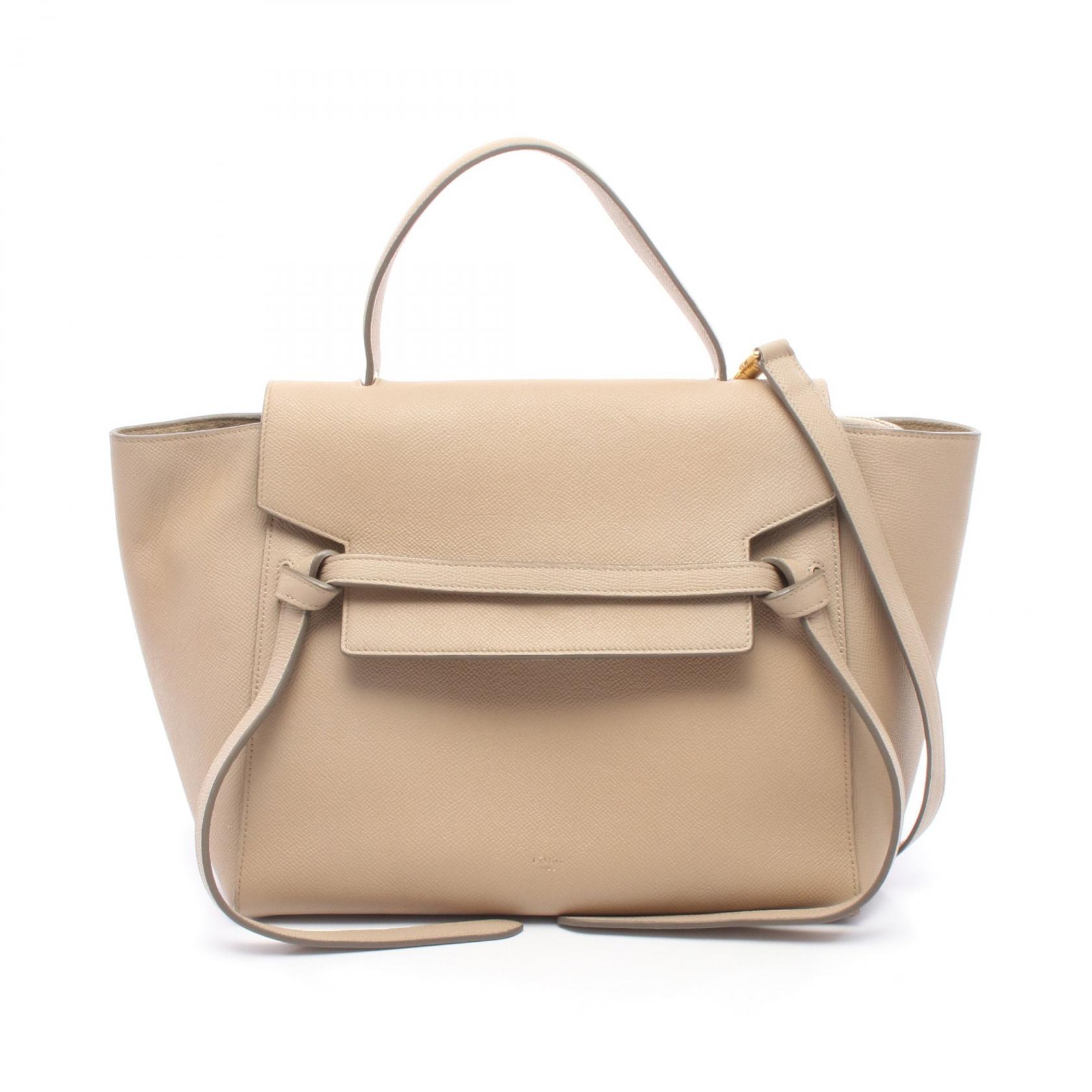 ≪20%OFFクーポン 7/19 20時~7/26 9:59≫セリーヌ CELINE BELT BAG MINI ベルトバッグ ミニ 2WAY ハンドバッグ バッグ レザー レディース ベージュ系 176103 【中古】|Mike Museum