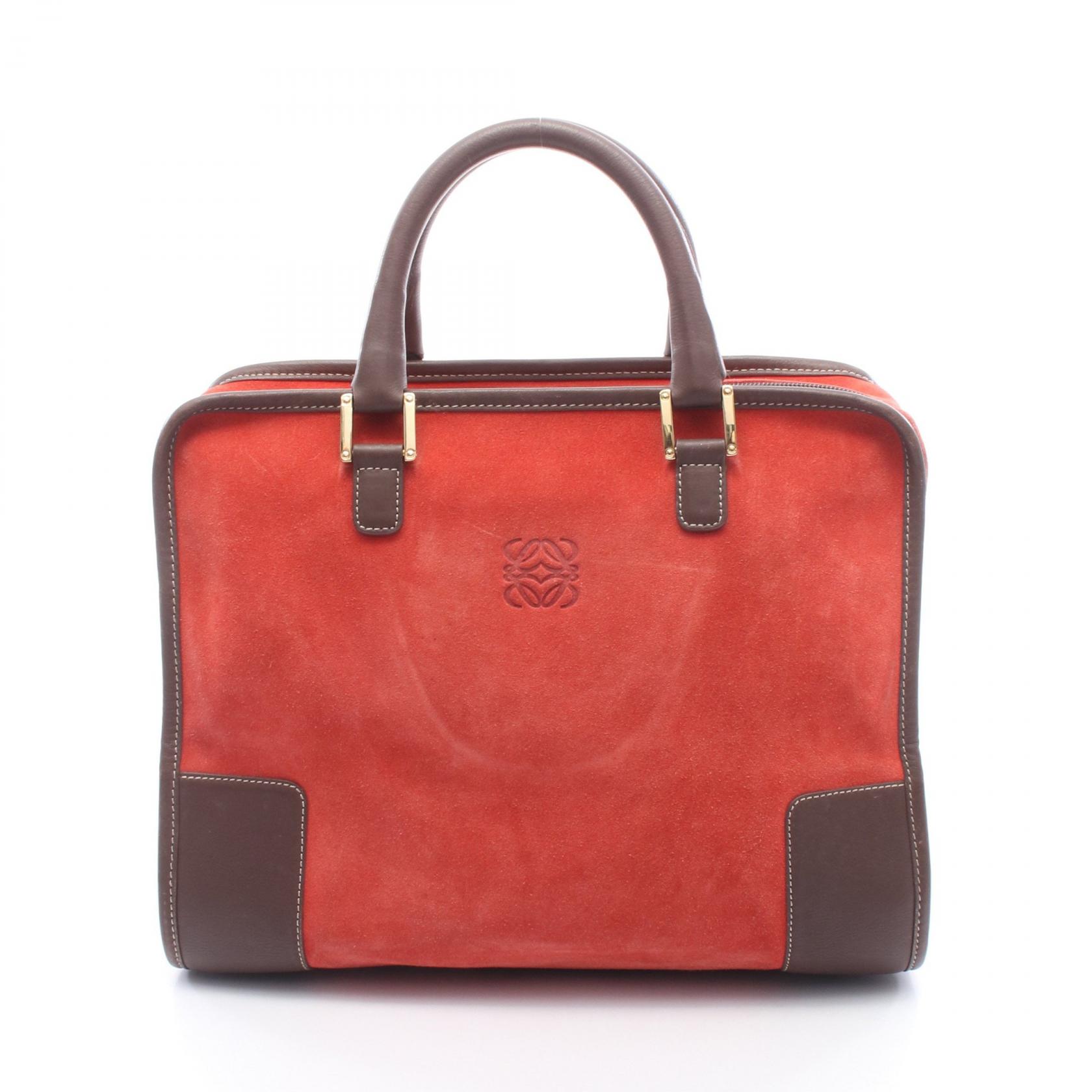 ≪20%OFFクーポン 7/19 20時～7/26 9:59≫ロエベ LOEWE アマソナ32 ハンドバッグ バッグ スウェード レザー レディース レッド系 / ブラウン系 【中古】｜Mike Museum