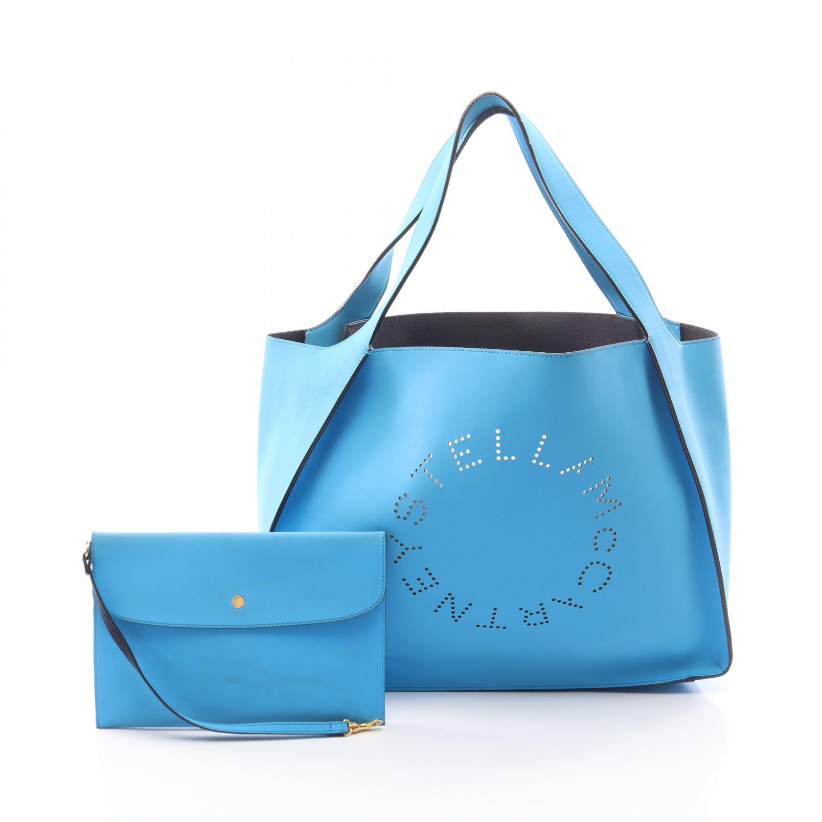 ≪2千円OFFクーポン 7/19 20時~7/26 9:59≫ステラマッカートニー Stella McCartney ステラロゴ トートバッグ バッグ フェイクレザー レディース ブルー系 502793 【中古】|Mike Museum
