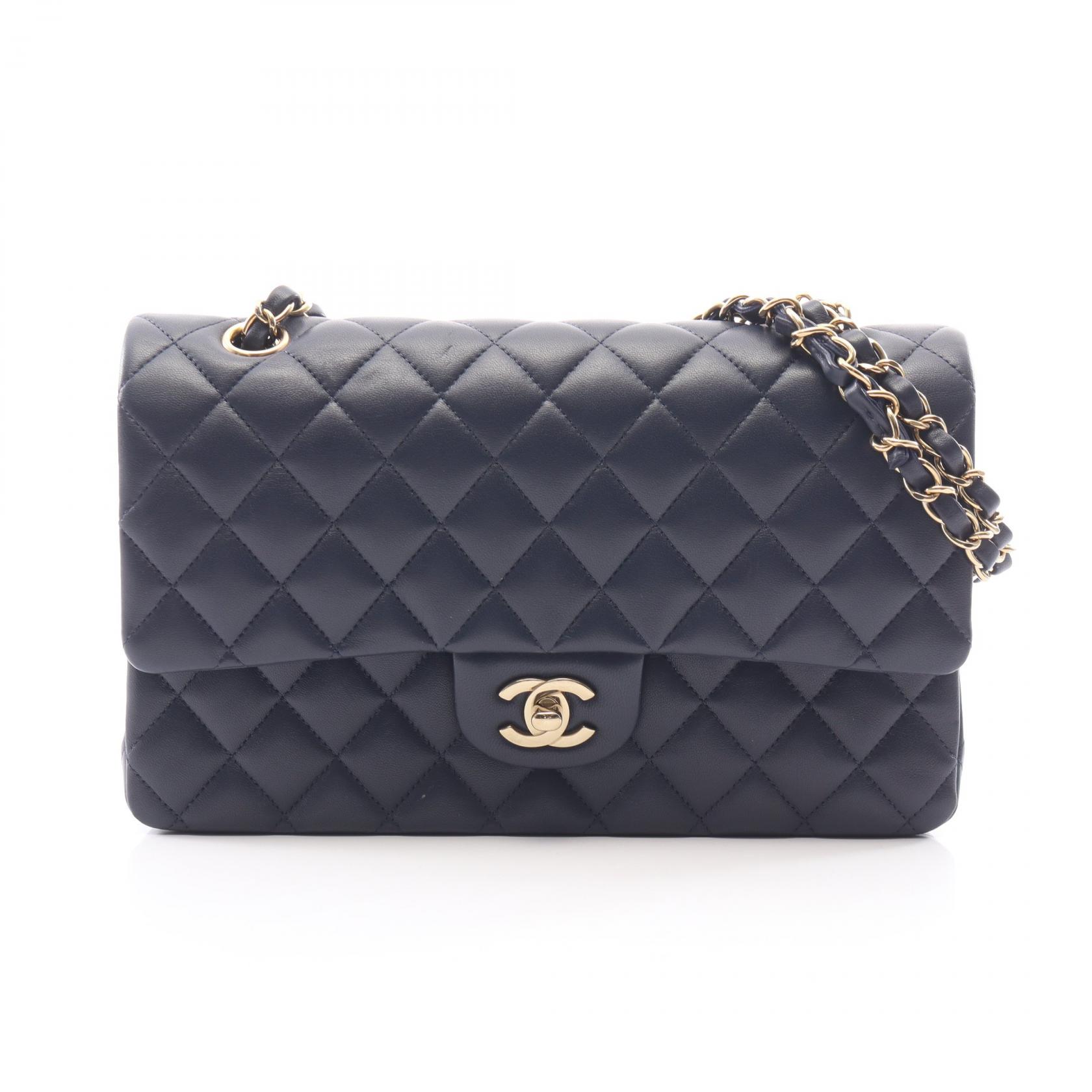 ≪10%OFFクーポン 7/19 20時~7/26 9:59≫シャネル CHANEL マトラッセ Wフラップ ショルダーバッグ バッグ ラムスキン(羊革) レディース ネイビー系 A01112 【中古】|Mike Museum