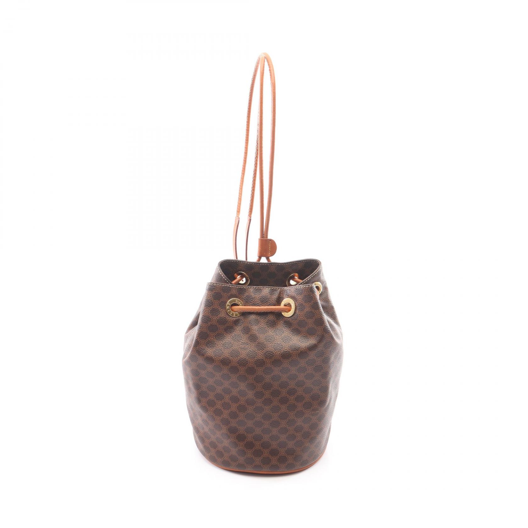 ≪10%OFFクーポン 7/19 20時～7/26 9:59≫セリーヌ CELINE マカダム 巾着 リュックサック バックパック バッグ PVCコーティングキャンバス レザー レディース ブラウン系 【中古】｜Mike Museum