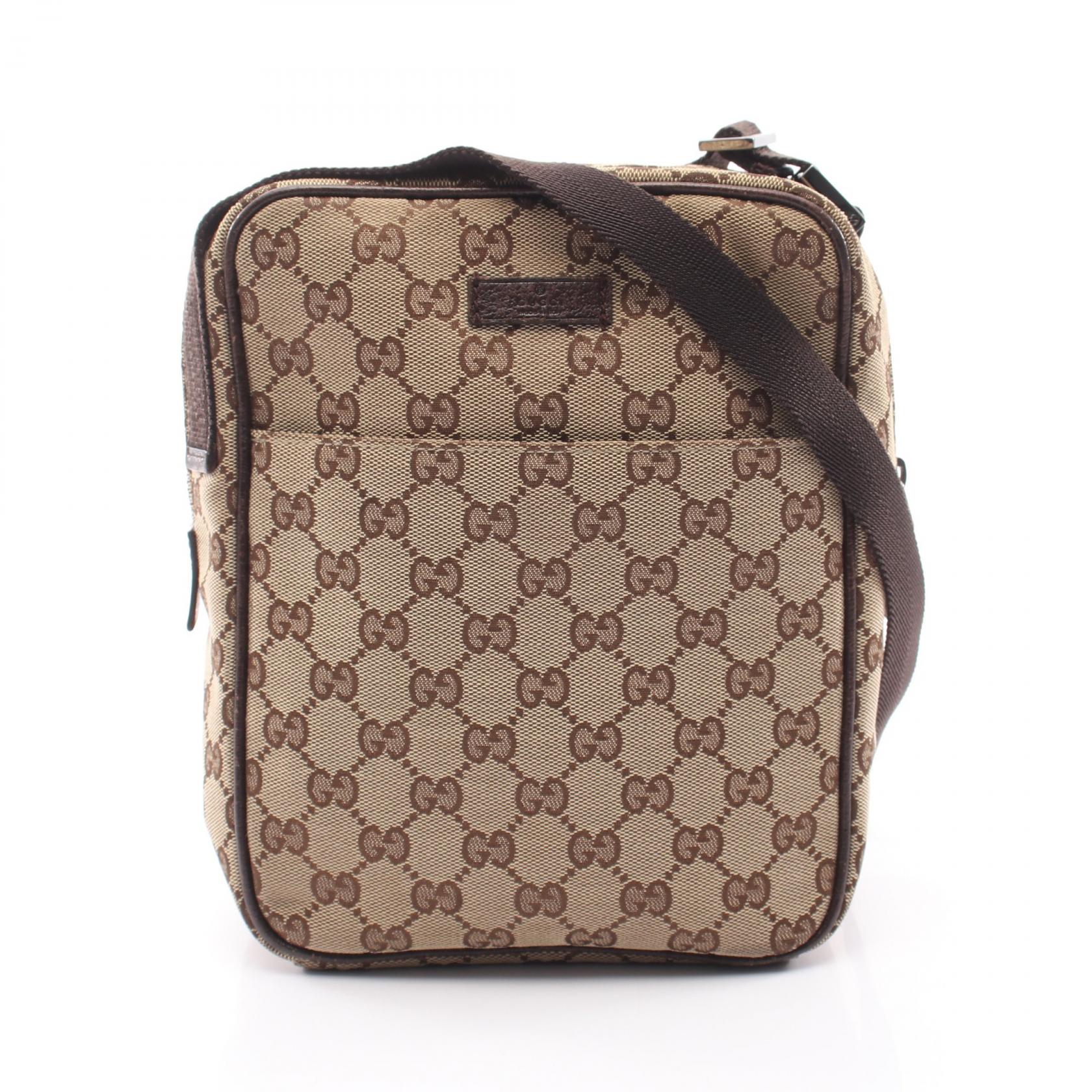 ≪15%OFFクーポン 7/19 20時~7/26 9:59≫グッチ GUCCI GGキャンバス ショルダーバッグ バッグ キャンバス レザー メンズ レディース ベージュ系 / ブラウン系 122759 【中古】|Mike Museum