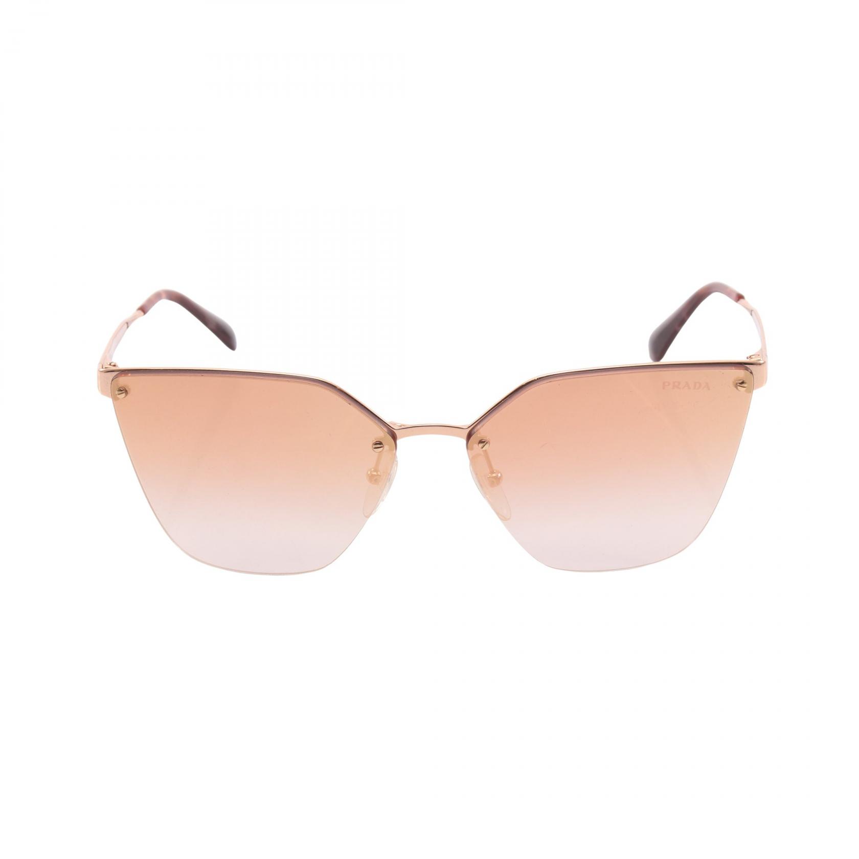 プラダ PRADA グラデーションレンズ ハーフリム サングラス 衣料品 GP レディース ピンク系 / ゴールド系 SPR68T 【中古】｜Mike Museum