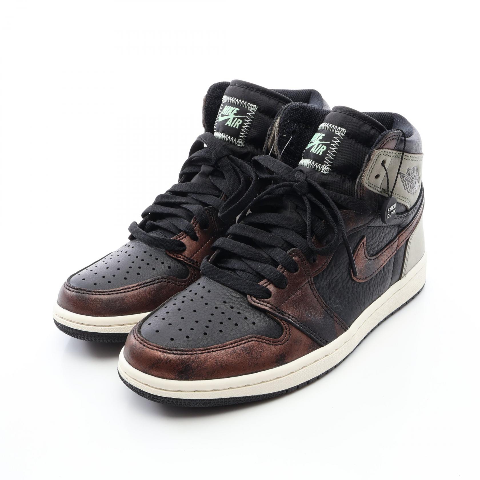 ≪千円OFFクーポン 7/19 20時～7/26 9:59≫ナイキ NIKE AIR JORDAN 1 RETRO HIGH OG RUST SHADOW スニーカー 靴 レザー メンズ ブラック系 / ブラウン系 / グリーン系 555088-033 【中古】｜Mike Museum 14,652円