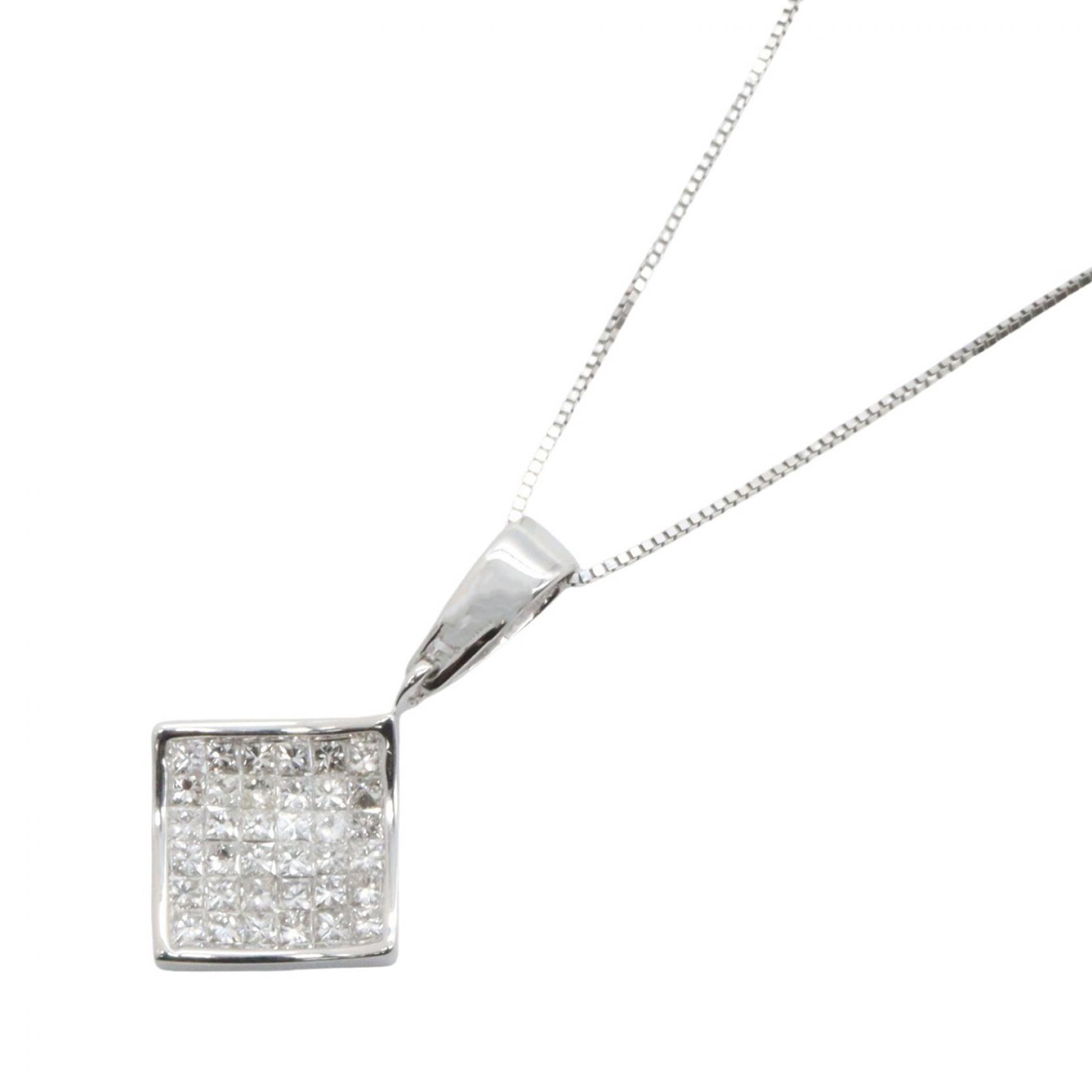 ≪10%OFFクーポン 7/19 20時～7/26 9:59≫ジュエリー JEWELRY ダイヤモンド ネックレス ネックレス ジュエリー K18WG（ホワイトゴールド） ダイヤモンド レディース シルバー系 / クリア系 ﾀﾞｲﾔ 3.9g 【中古】｜Mike Museum