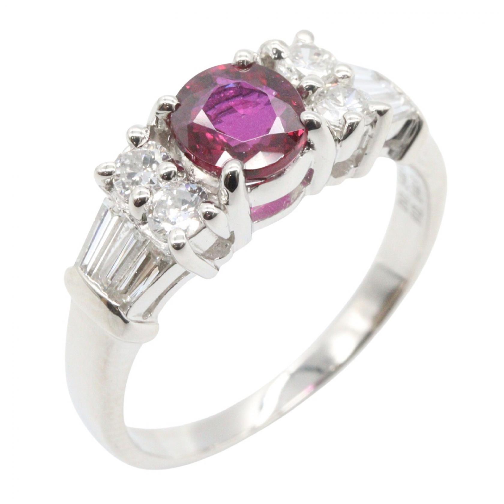 ≪10%OFFクーポン 7/19 20時～7/26 9:59≫ジュエリー JEWELRY ルビー ダイヤモンド リング リング・指輪 ジュエリー Pt900プラチナ ダイヤモンド ルビー レディース シルバー系 / レッド系 / クリア系 ﾙﾋﾞｰ 4.5g 【中古】｜Mike Museum