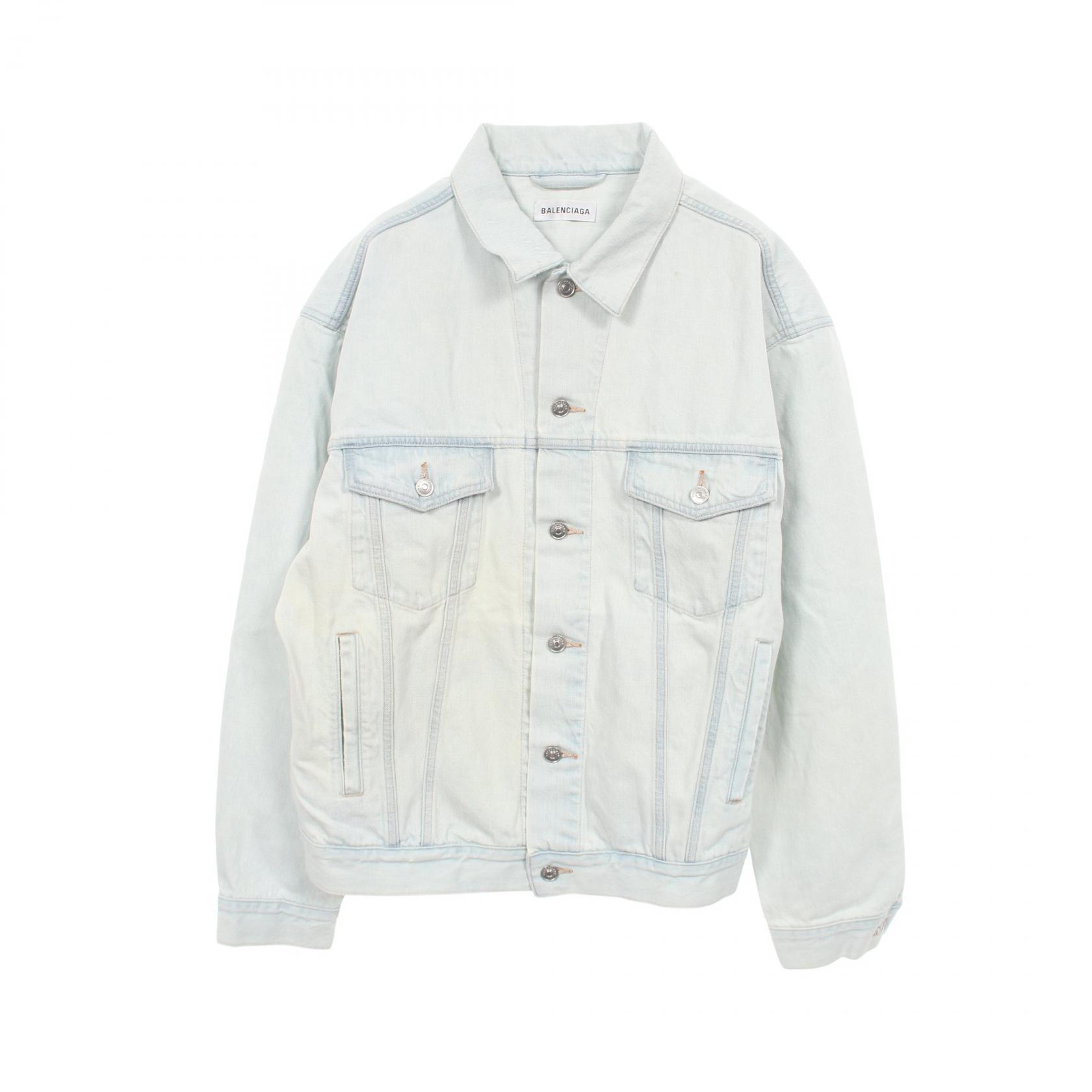 ≪10%OFFクーポン 7/19 20時~7/26 9:59≫バレンシアガ BALENCIAGA バックロゴ デニムジャケット 衣料品 アウター コットン レディース ブルー系 519953 【中古】|Mike Museum