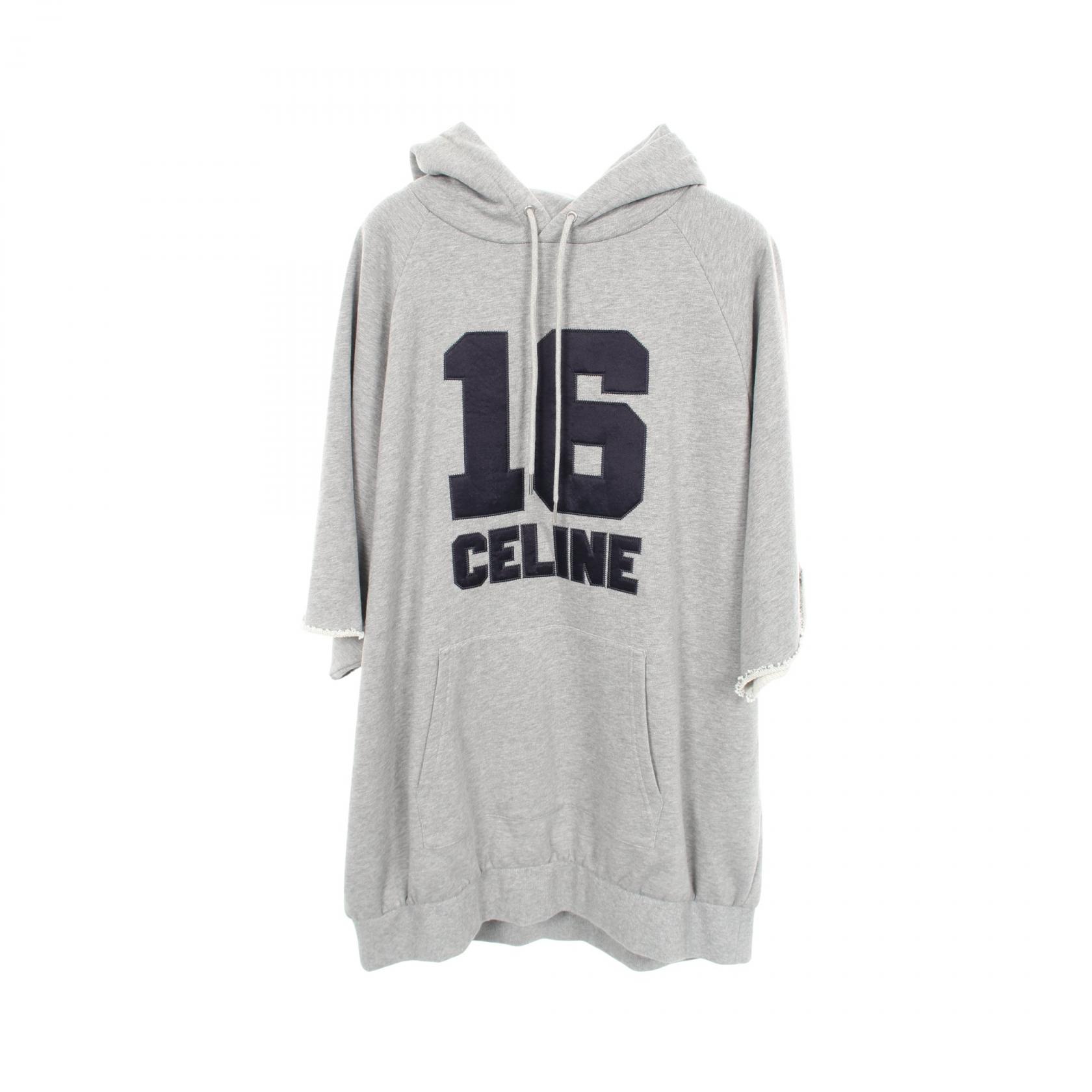 ≪10%OFFクーポン 7/19 20時～7/26 9:59≫セリーヌ CELINE 16パッチ オーバーサイズ フーディ パーカー 衣料品 トップス コットン レディース グレー系 / ネイビー系 2X83D670Q 【中古】｜Mike Museum