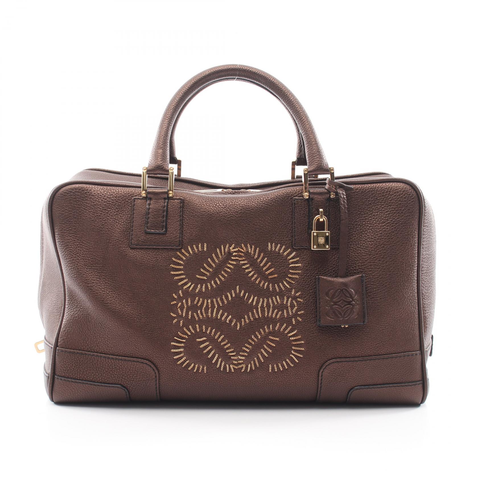≪15%OFFクーポン 7/19 20時～7/26 9:59≫ロエベ LOEWE アマソナ36 ハンドバッグ バッグ レザー レディース ブラウン系 【中古】｜Mike Museum