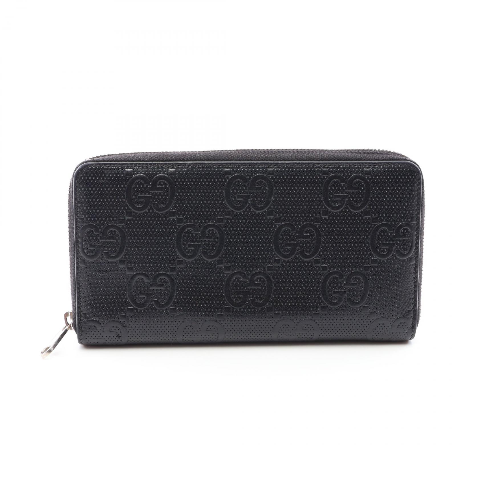 ≪10%OFFクーポン 7/19 20時～7/26 9:59≫グッチ GUCCI GGエンボス ラウンド長財布 財布 レザー メンズ ブラック系 625563 【中古】｜Mike Museum 32,240円