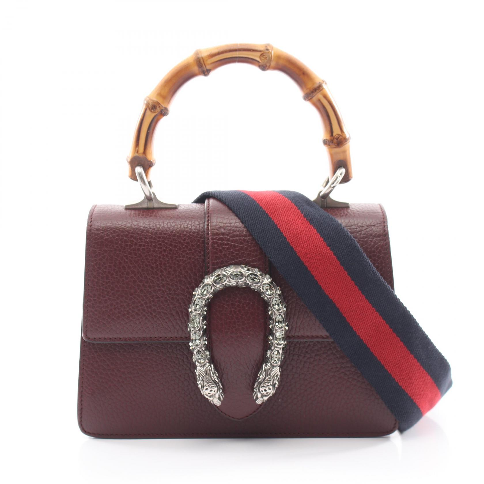 グッチ GUCCI ディオニュソス バンブー ラインストーン 2WAY ハンドバッグ バッグ レザー レディース ボルドー系 523367 【中古】｜Mike Museum 103,400円