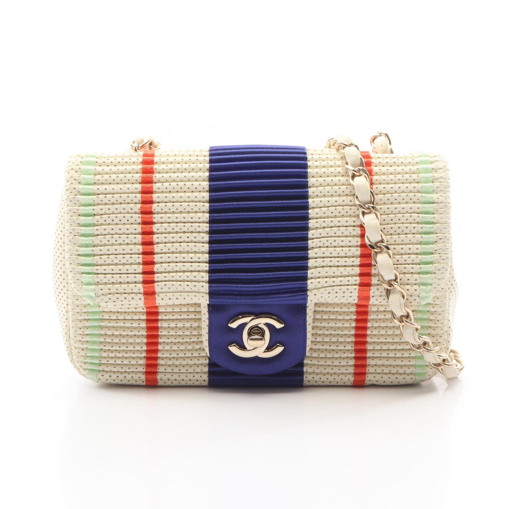 ≪10%OFFクーポン 7/19 20時～7/26 9:59≫シャネル CHANEL ミニマトラッセ20 プリーツ ショルダーバッグ バッグ レザー レディース アイボリー系 / マルチカラー A69900 【中古】｜Mike Museum