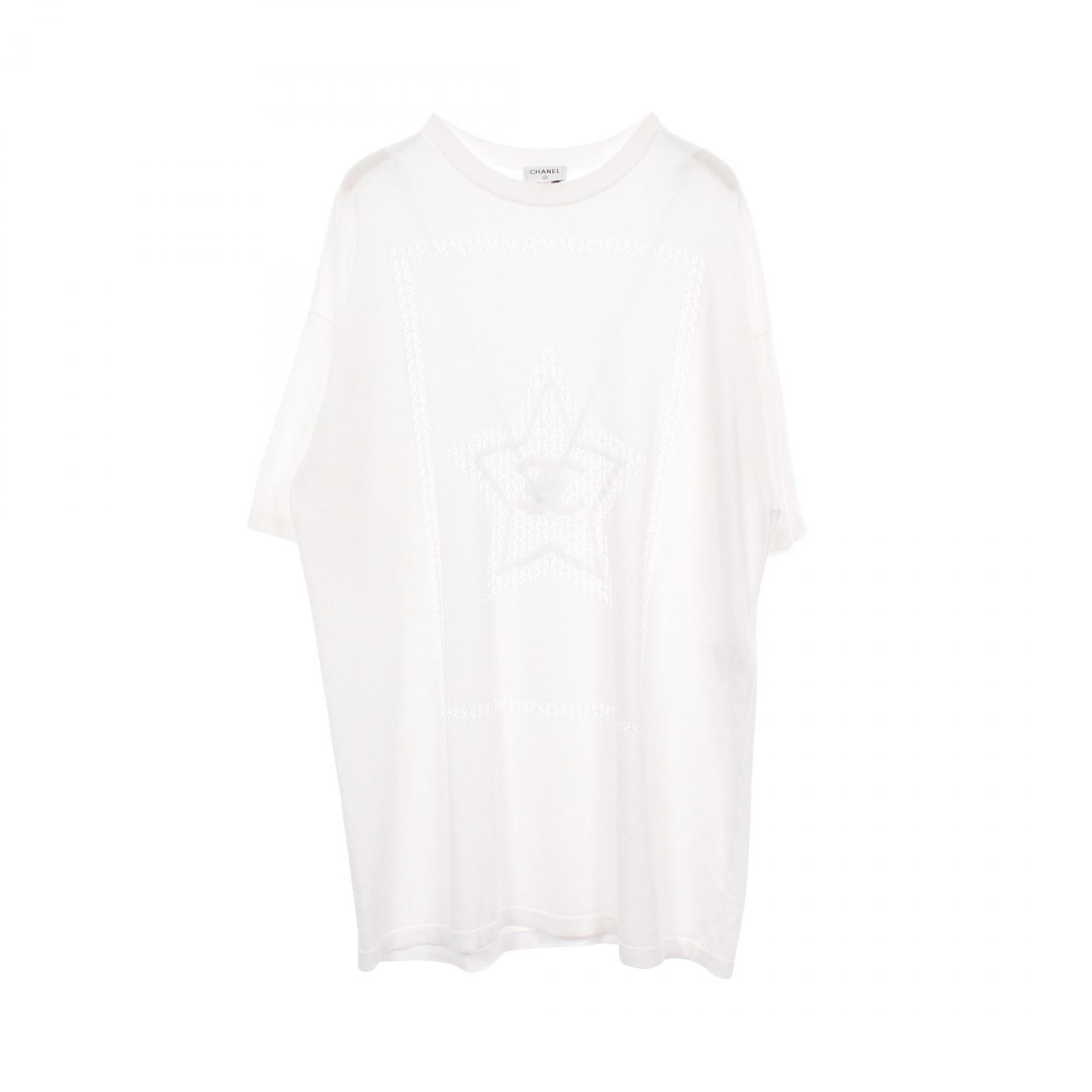 シャネル CHANEL スター ココマーク オーバーサイズ 半袖Tシャツ 衣料品 トップス コットン レディース ホワイト系 P76443K10987 【中古】｜Mike Museum