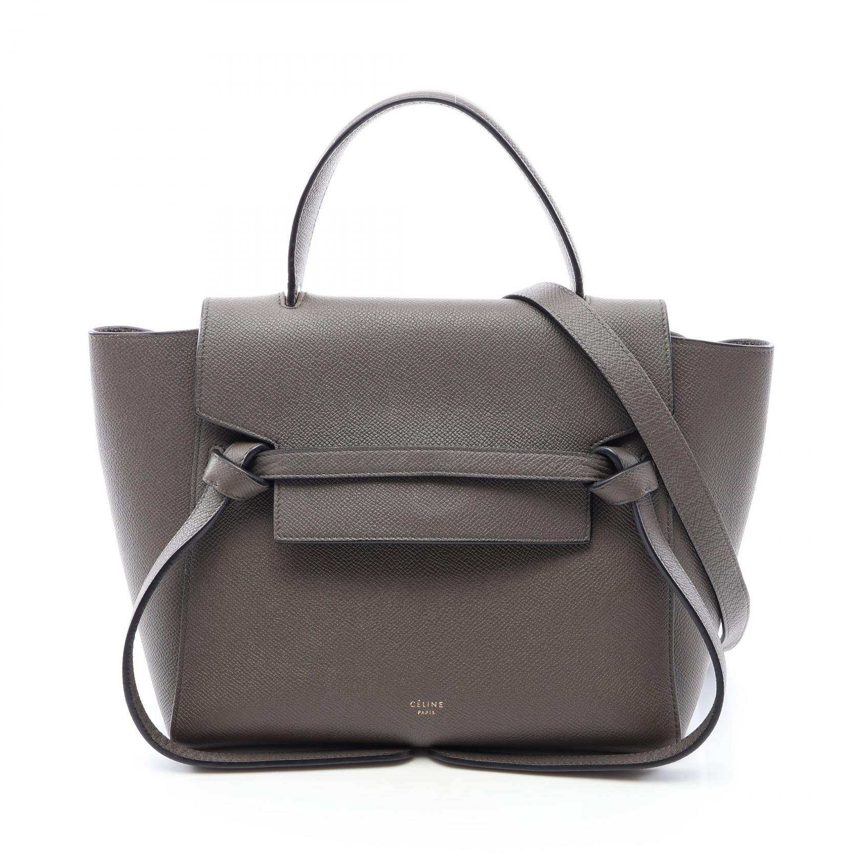 ≪10%OFFクーポン 7/19 20時～7/26 9:59≫セリーヌ CELINE BELT BAG MICRO ベルトバッグ マイクロ 2WAY ハンドバッグ バッグ レザー レディース グレー系 189153 【中古】｜Mike Museum
