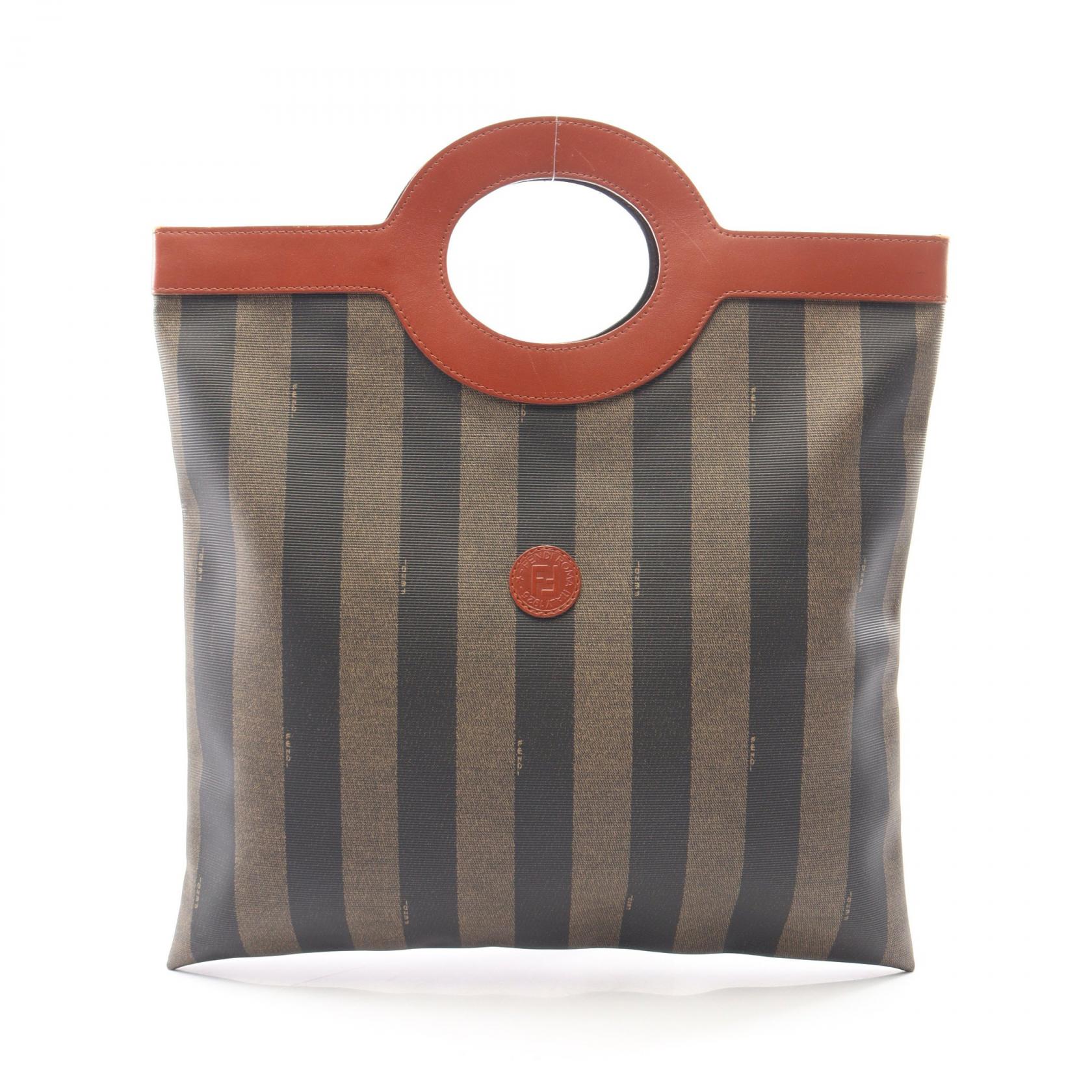 ≪10%OFFクーポン 7/19 20時～7/26 9:59≫フェンディ FENDI ペカン トートバッグ バッグ PVCコーティングキャンバス レザー メンズ レディース ブラック系 / ベージュ系 / ブラウン系 【中古】｜Mike Museum