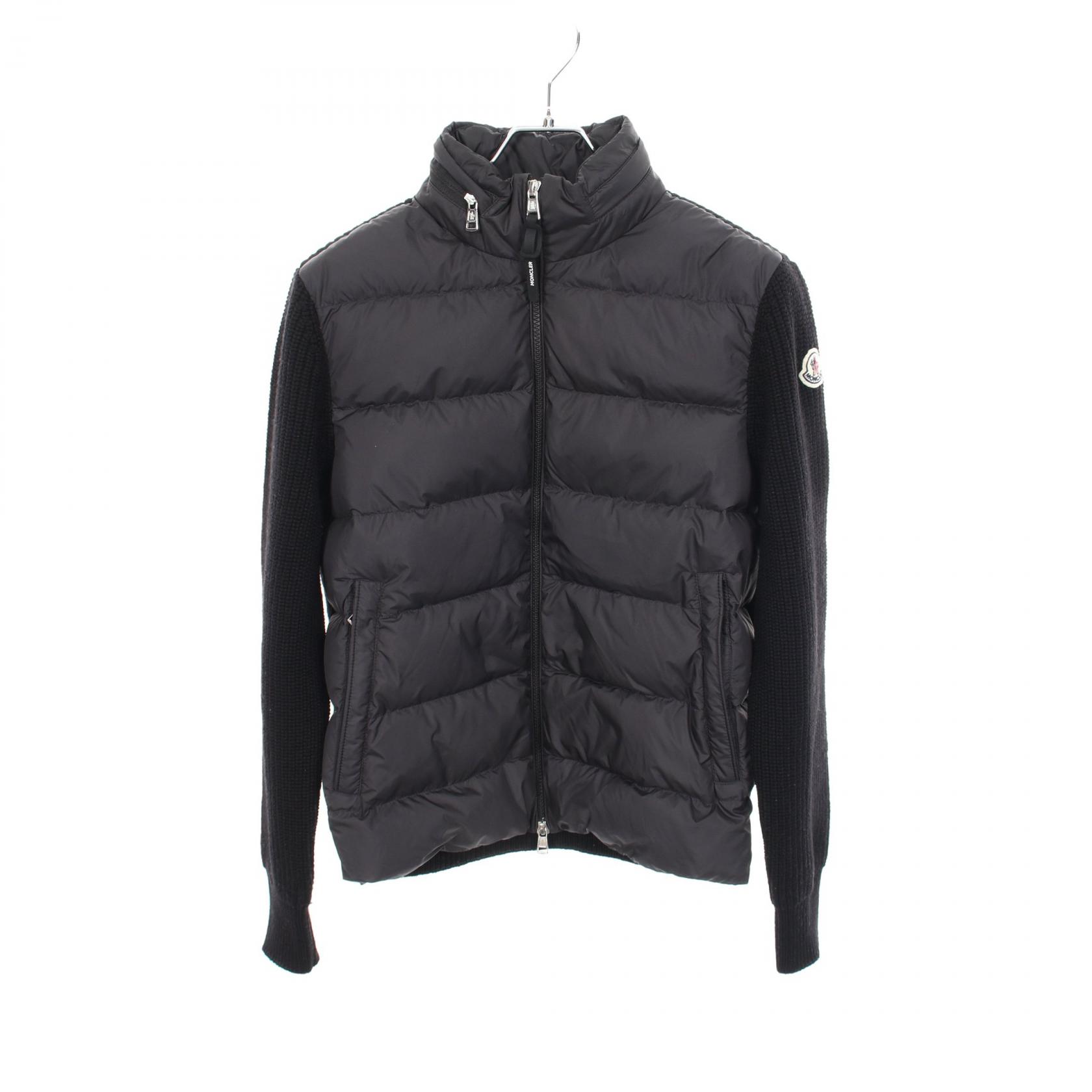 ≪10%OFFクーポン 7/19 20時～7/26 9:59≫モンクレール MONCLER ニット切替 ダウンジャケット 衣料品 アウター ウール ポリエステル レディース グレー系 / ブラック系 9B00032 【中古】｜Mike Museum