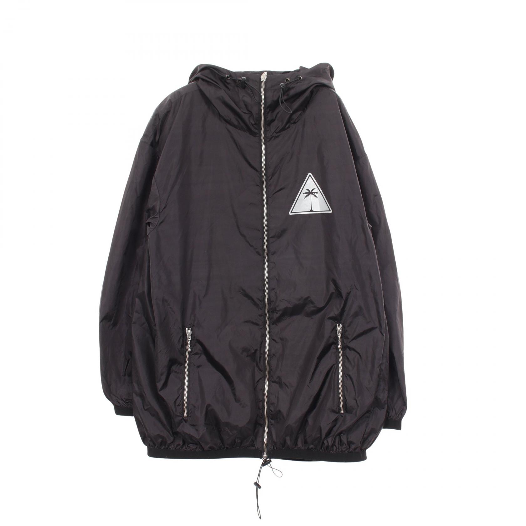 ≪2千円OFFクーポン 7/19 20時~7/26 9:59≫パームエンジェルス PALM ANGELS バックロゴ フード付き 衣料品 アウター ナイロン レディース ブラック系 【中古】|Mike Museum