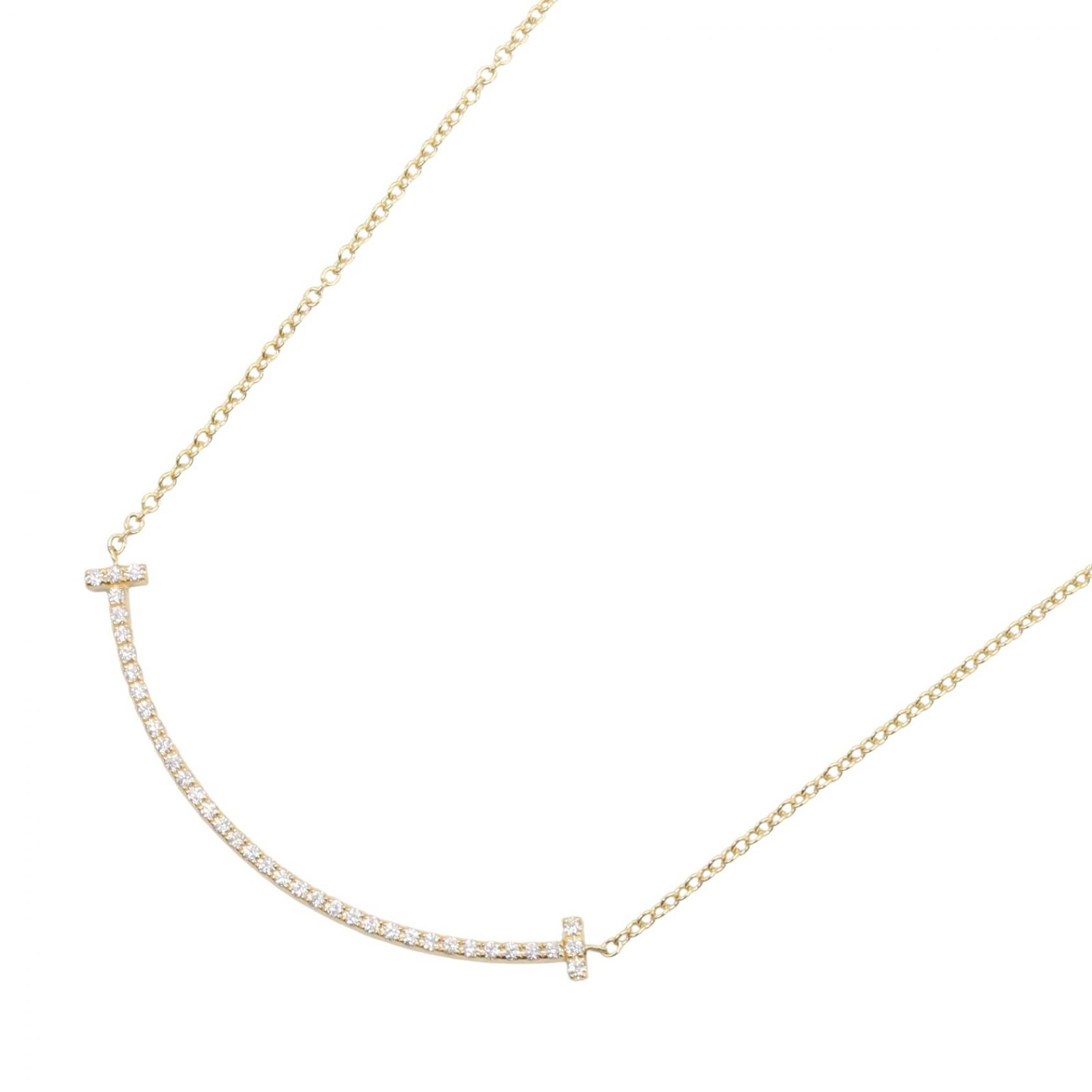 ≪10%OFFクーポン 7/19 20時～7/26 9:59≫ティファニー TIFFANY＆CO Tスマイル スモール ダイヤ ネックレス ジュエリー K18（イエローゴールド） ダイヤモンド レディース ゴールド系 / クリア系 63058777 【中古】｜Mike Museum