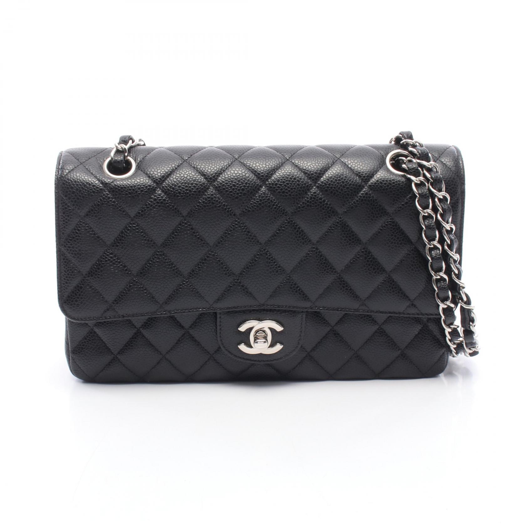 ≪10%OFFクーポン 7/19 20時~7/26 9:59≫シャネル CHANEL マトラッセ Wフラップ ショルダーバッグ バッグ キャビアスキン(グレインドカーフ) レディース ブラック系 【中古】|Mike Museum