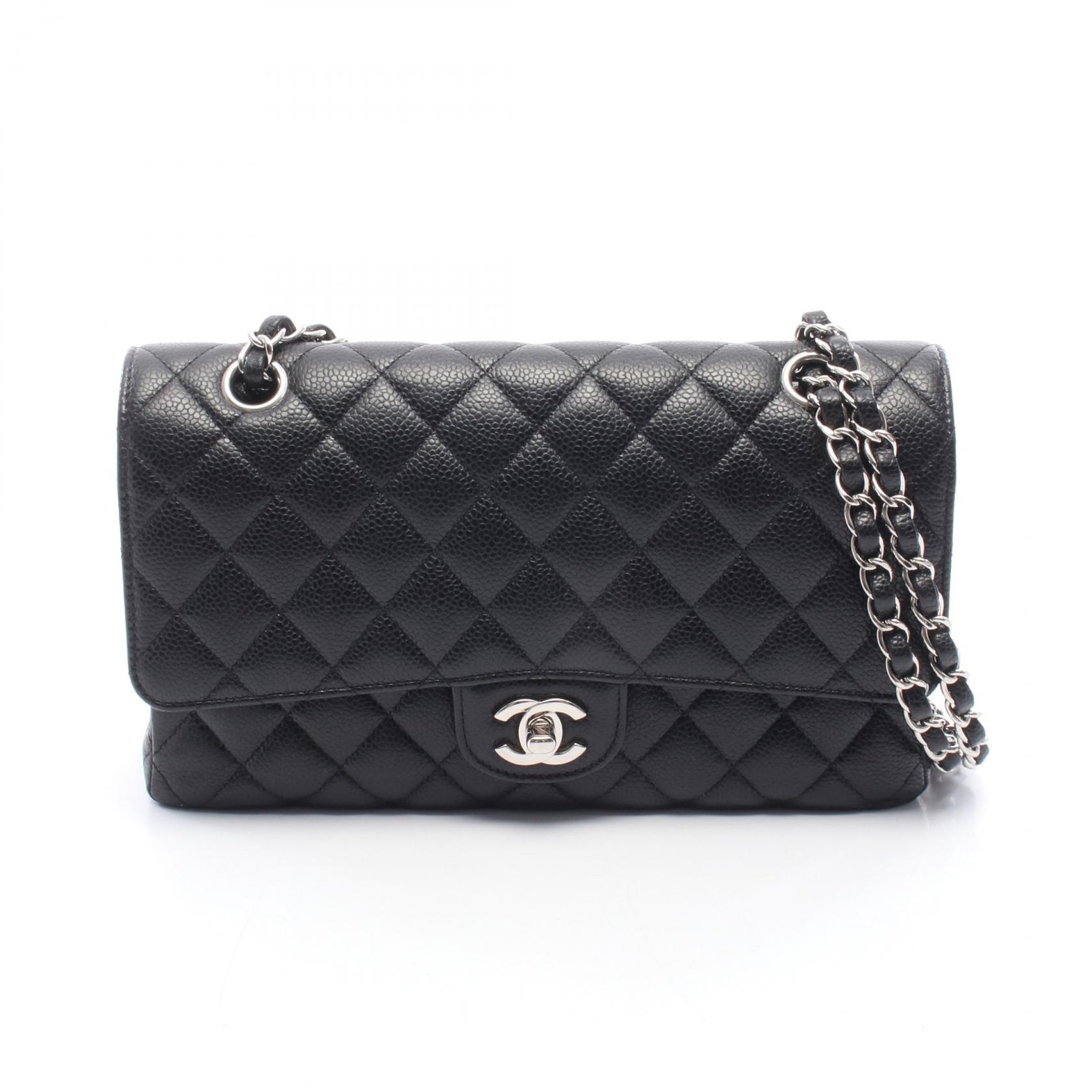 ≪10%OFFクーポン 7/19 20時～7/26 9:59≫シャネル CHANEL マトラッセ Wフラップ ショルダーバッグ バッグ キャビアスキン(グレインドカーフ) レディース ブラック系 【中古】｜Mike Museum