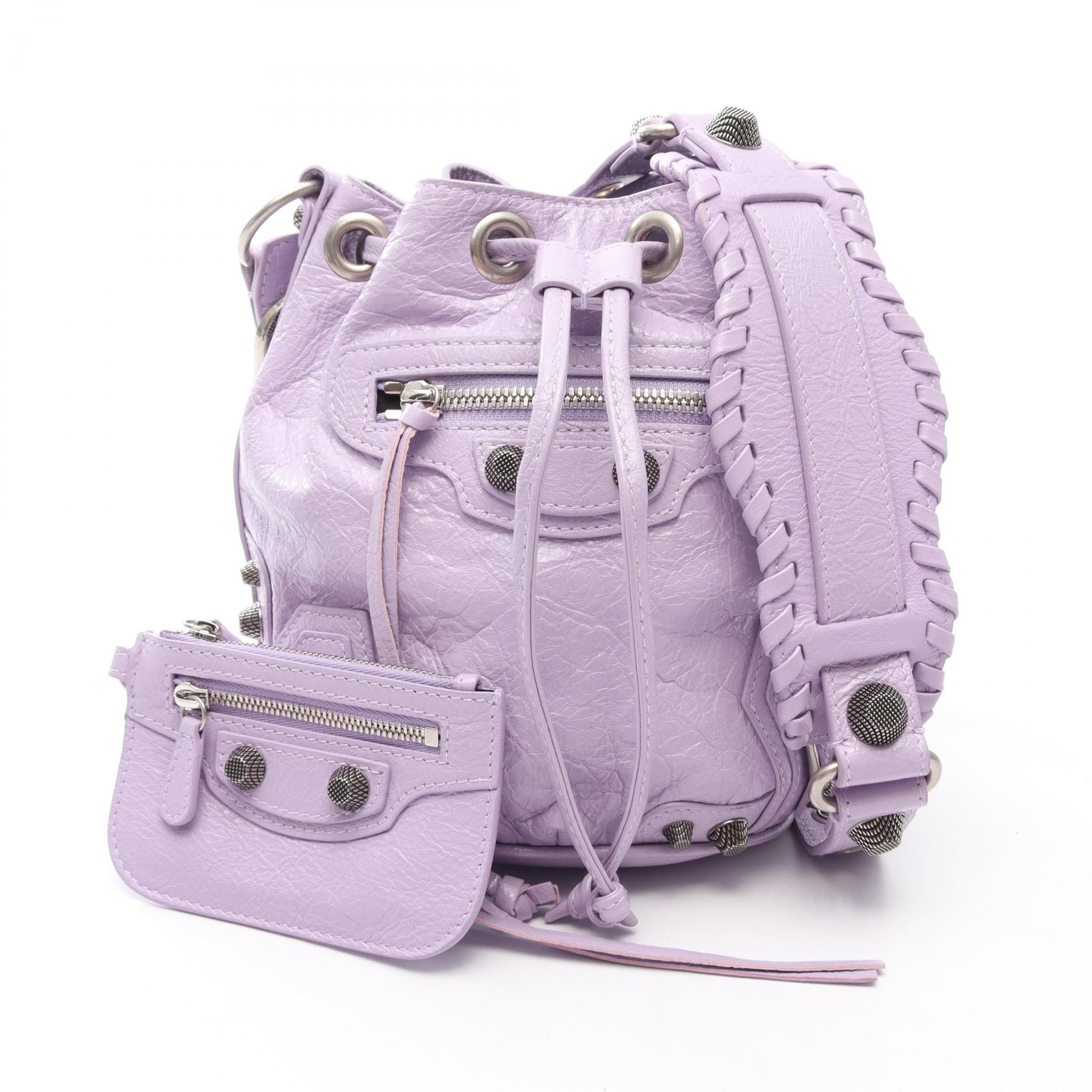 ≪10%OFFクーポン 7/19 20時～7/26 9:59≫バレンシアガ BALENCIAGA ル カゴール XS バケットバッグ ショルダーバッグ バッグ レザー レディース パープル系 【中古】｜Mike Museum