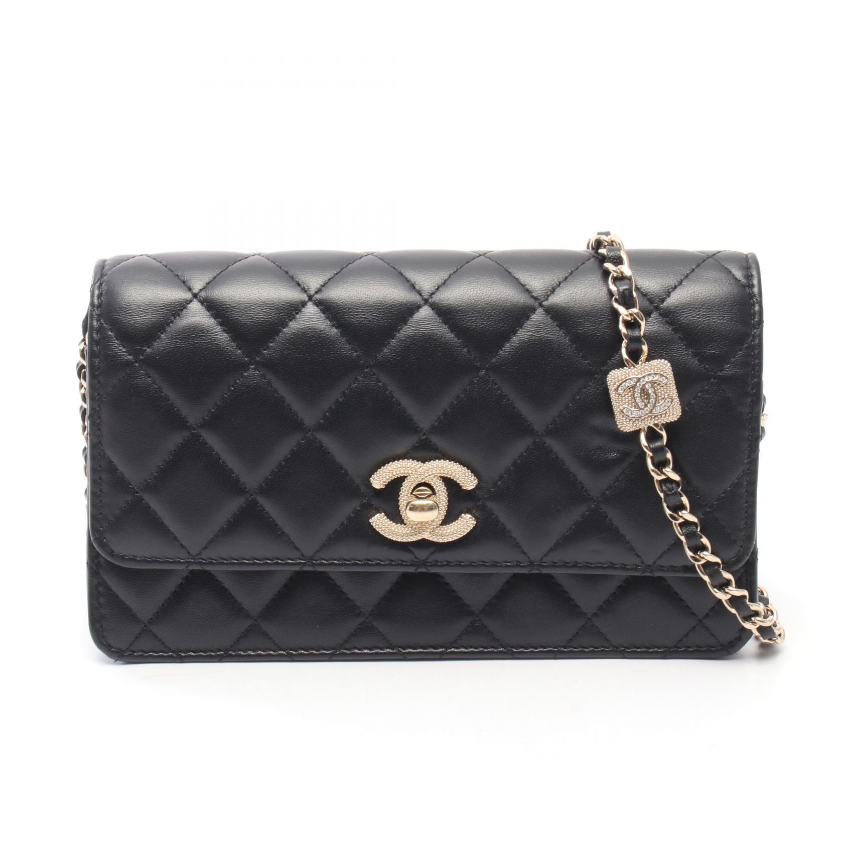 ≪10%OFFクーポン 7/19 20時~7/26 9:59≫シャネル CHANEL マトラッセ チェーンウォレット ショルダーバッグ バッグ ラムスキン(羊革) レディース ブラック系 AP4300 【中古】|Mike Museum