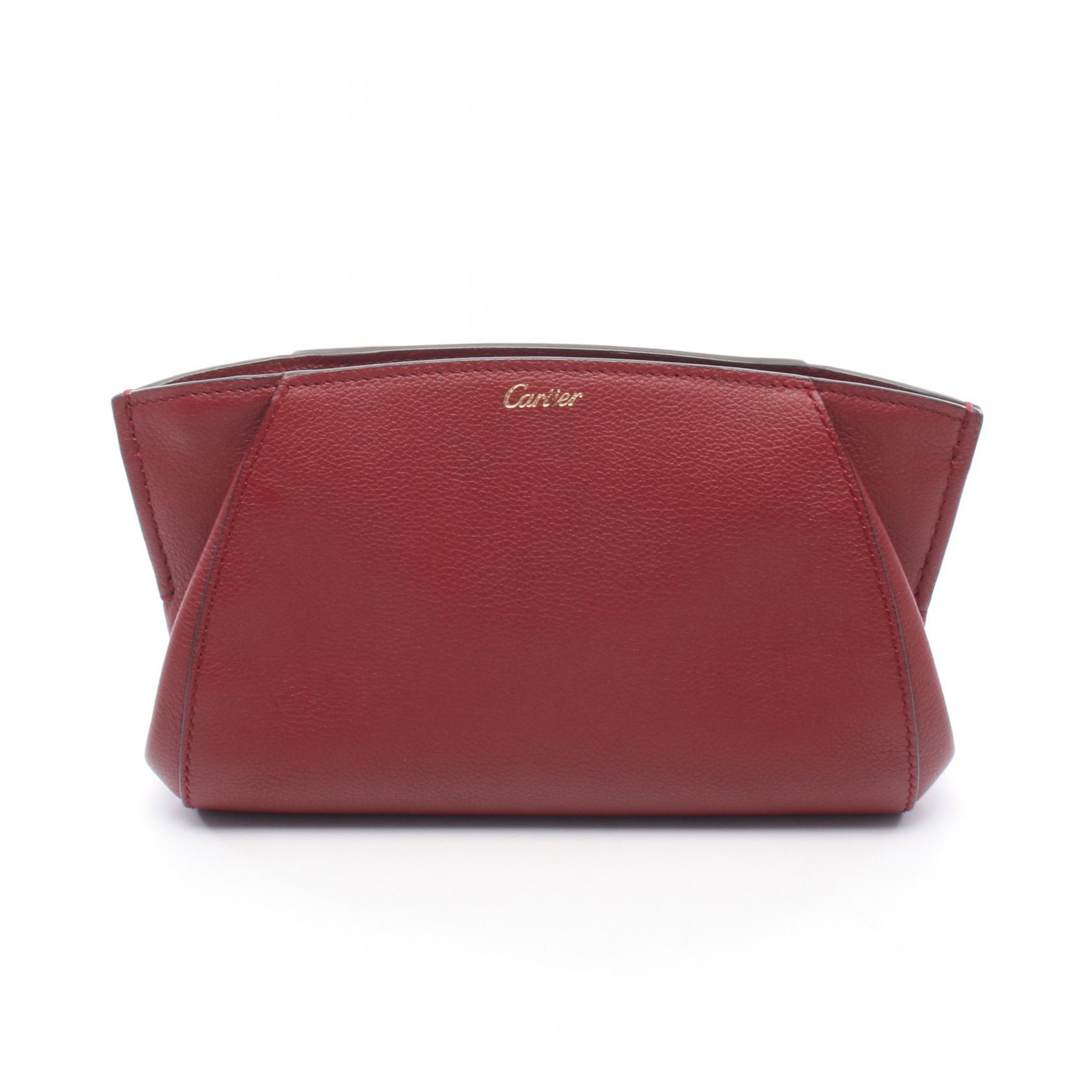 ≪10%OFFクーポン 7/19 20時~7/26 9:59≫カルティエ CARTIER C ドゥ カルティエ セカンドバッグ クラッチバッグ バッグ レザー レディース ボルドー系 【中古】|Mike Museum