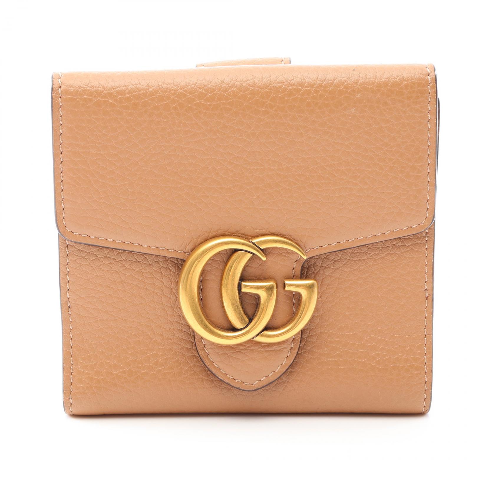 ≪10%OFFクーポン 7/19 20時～7/26 9:59≫グッチ GUCCI GGマーモント 二つ折り財布 財布 レザー レディース ブラウン系 782749 【中古】｜Mike Museum