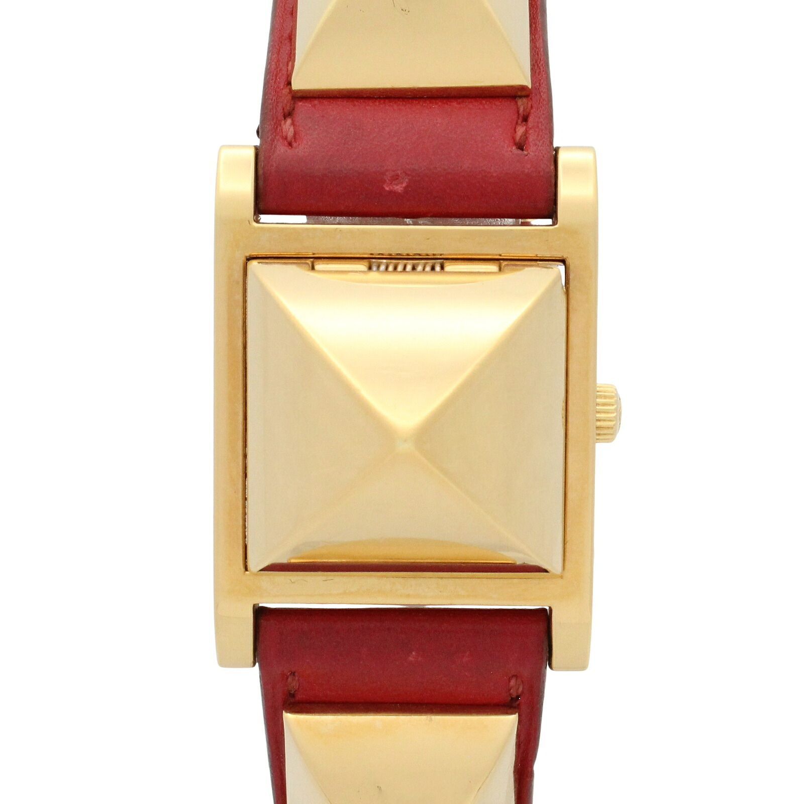 ≪10%OFFクーポン 7/19 20時~7/26 9:59≫エルメス HERMES メドール 腕時計 時計 GP(ゴールドメッキ) レザーベルト レディース ホワイト系 ME1.201 【中古】|Mike Museum