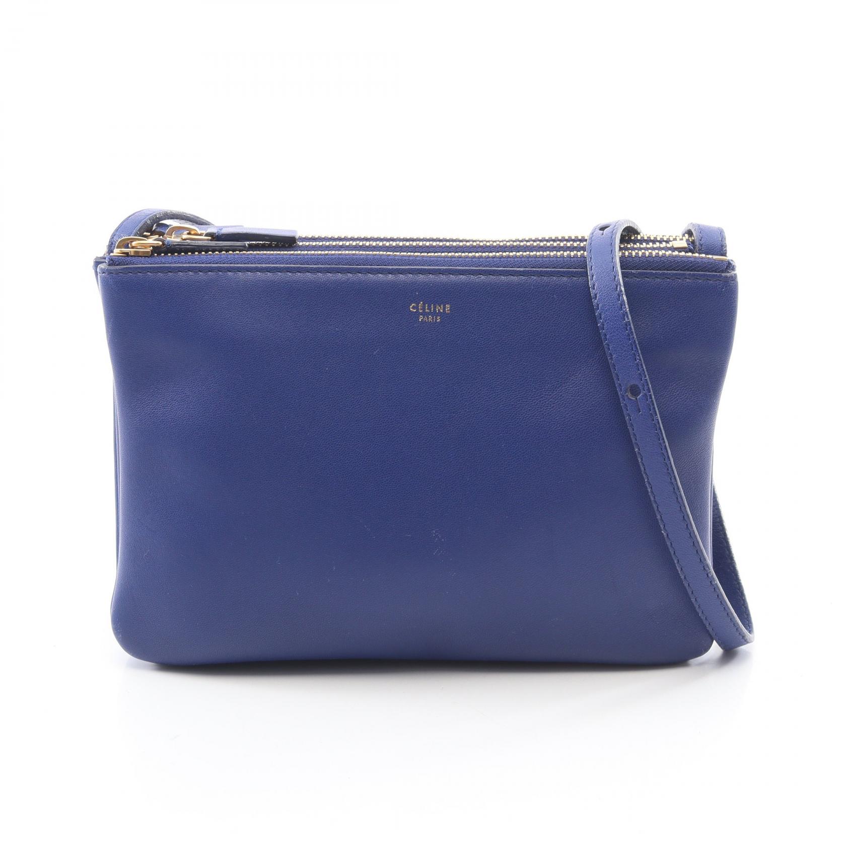 ≪10%OFFクーポン 7/19 20時～7/26 9:59≫セリーヌ CELINE TRIO SMALL トリオ スモール ショルダーバッグ バッグ レザー レディース ブルー系 165113 【中古】｜Mike Museum