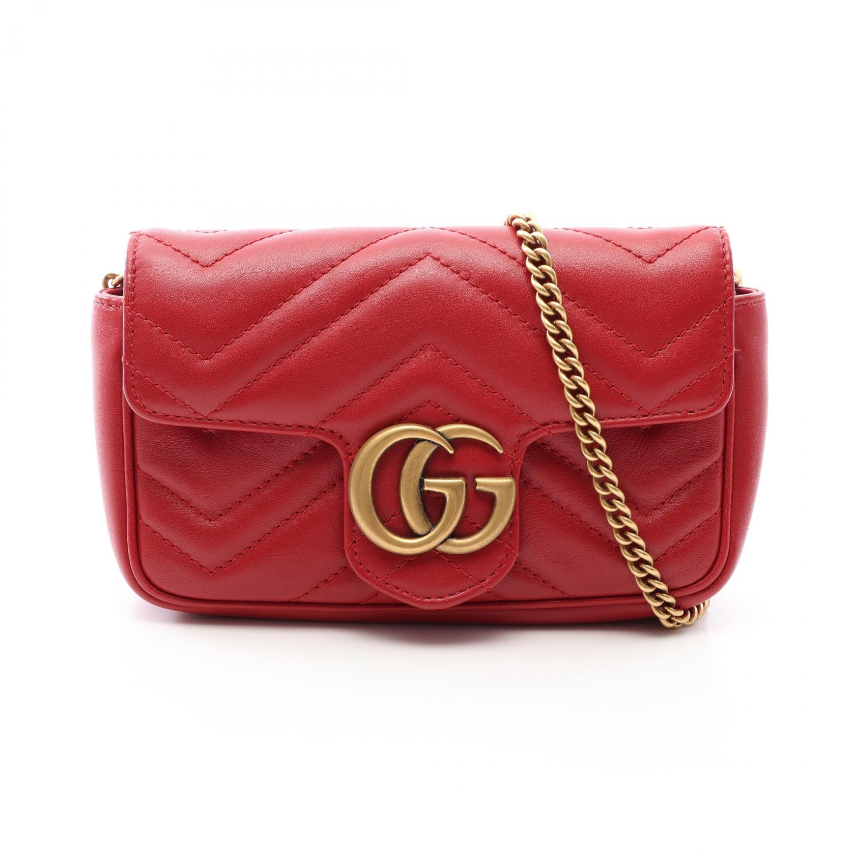 ≪10%OFFクーポン 7/19 20時~7/26 9:59≫グッチ GUCCI GGマーモント スーパーミニバッグ ショルダーバッグ バッグ レザー レディース レッド系 476433 【中古】|Mike Museum