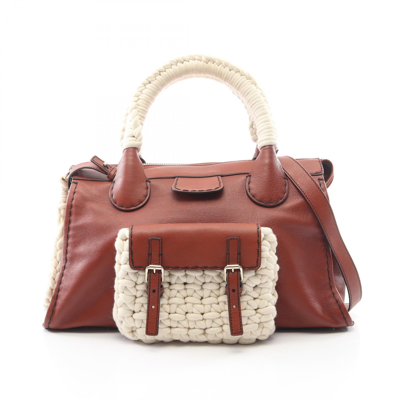 クロエ Chloe エディス 2way ハンドバッグ バッグ レザー コットン レディース ブラウン系 / ホワイト系 【中古】｜Mike Museum