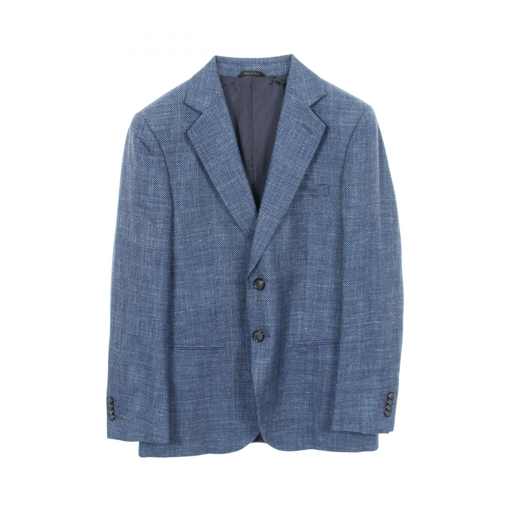 ≪10%OFFクーポン 7/19 20時～7/26 9:59≫ジョルジオアルマーニ GIORGIO ARMANI GEORGE テーラードジャケット 衣料品 アウター ウール シルク ファブリック メンズ ブルー系 【中古】｜Mike Museum