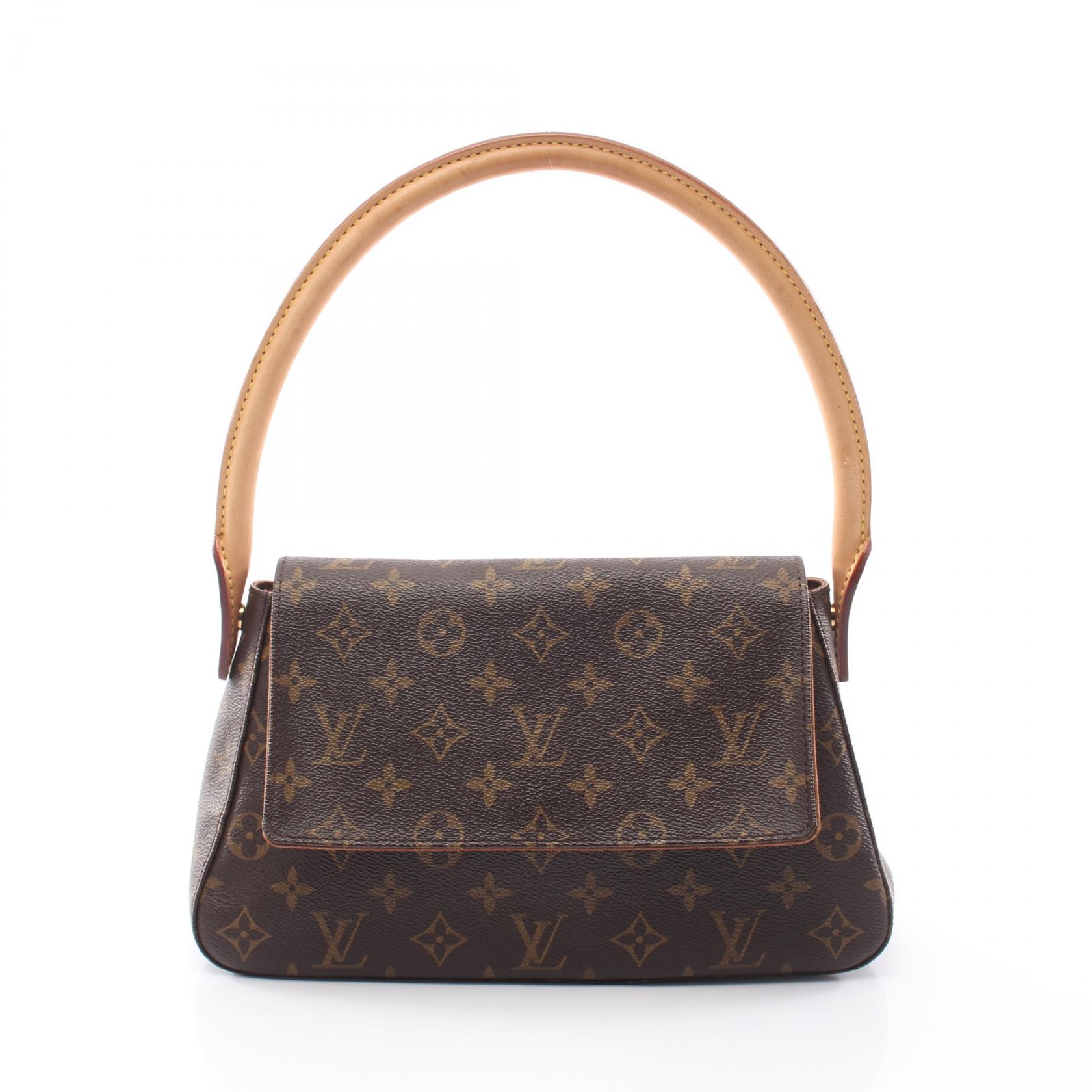 ≪10%OFFクーポン 7/19 20時～7/26 9:59≫ルイ・ヴィトン LOUIS VUITTON ミニルーピング ハンドバッグ バッグ PVCコーティングキャンバス レザー モノグラム レディース ブラウン系 M51147 【中古】｜Mike Museum