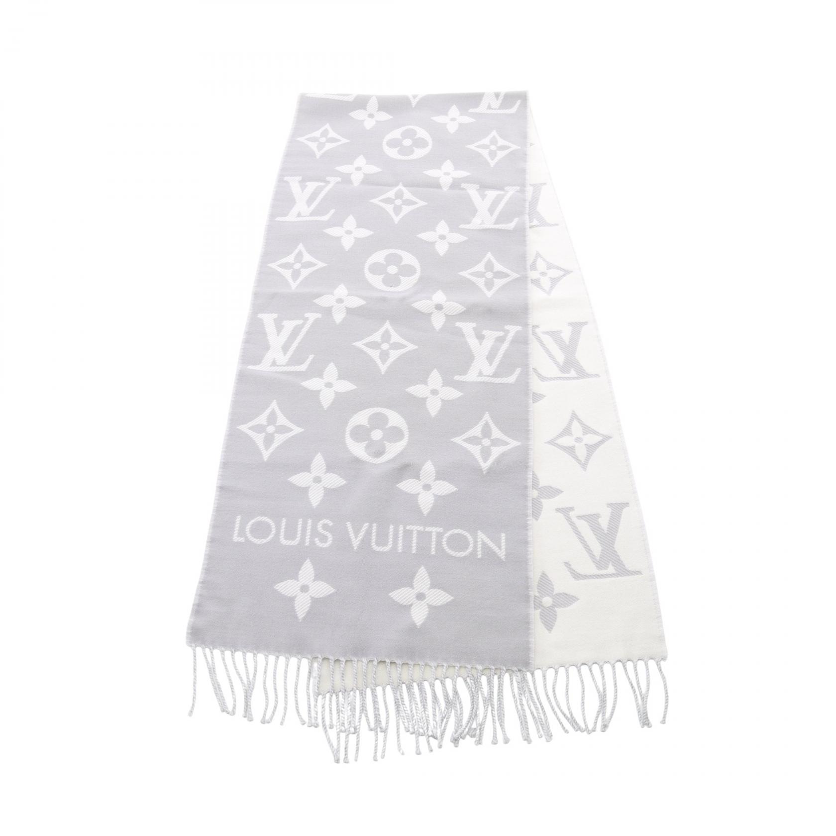 ルイ・ヴィトン LOUIS VUITTON LV エセンシャル グリクレール マフラー 衣料品 ウール レディース パープル系 / ホワイト系 M77727 【中古】｜Mike Museum