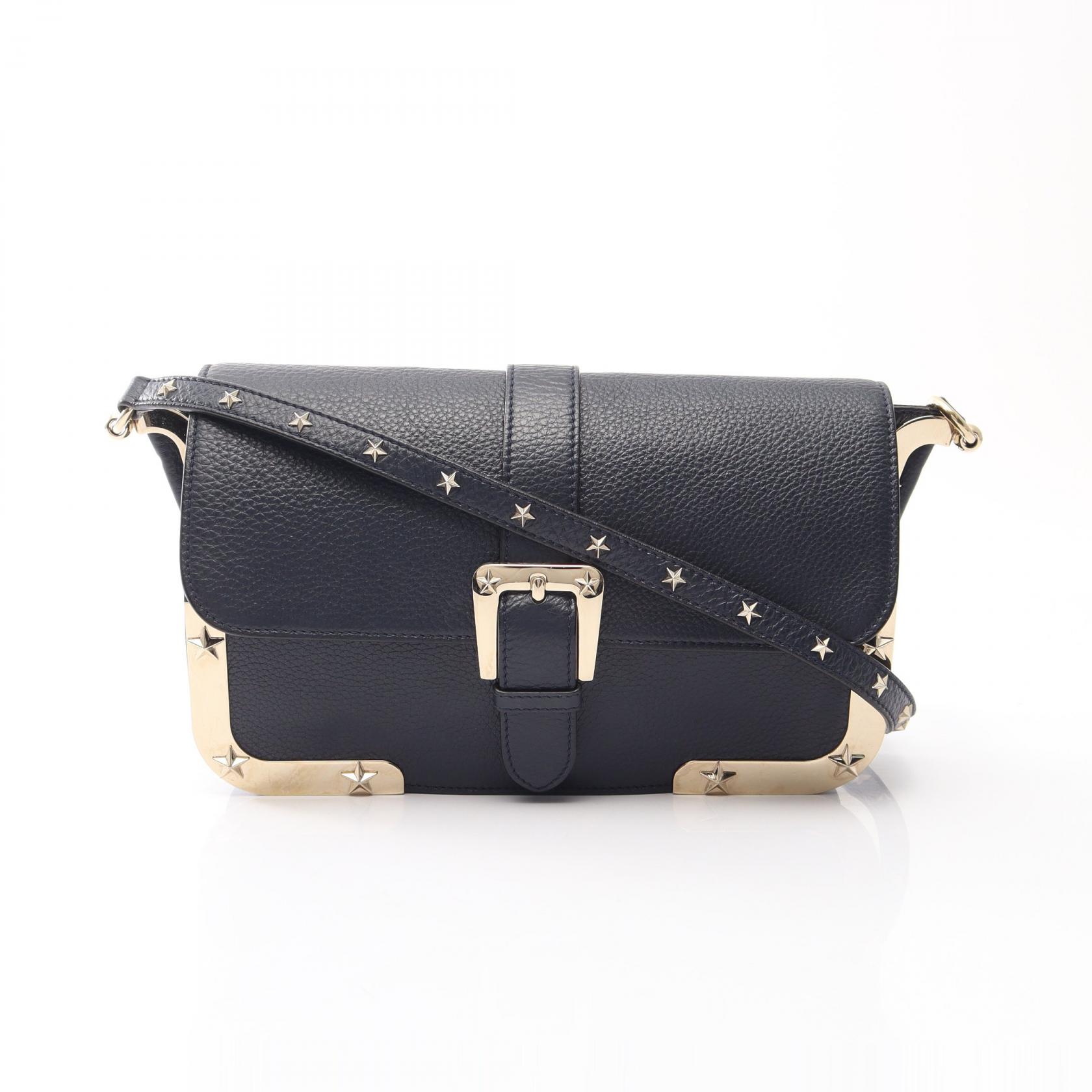 ≪10%OFFクーポン 7/19 20時~7/26 9:59≫レッドヴァレンティノ RED VALENTINO スタースタッズ ショルダーバッグ バッグ レザー レディース ネイビー系 【中古】|Mike Museum