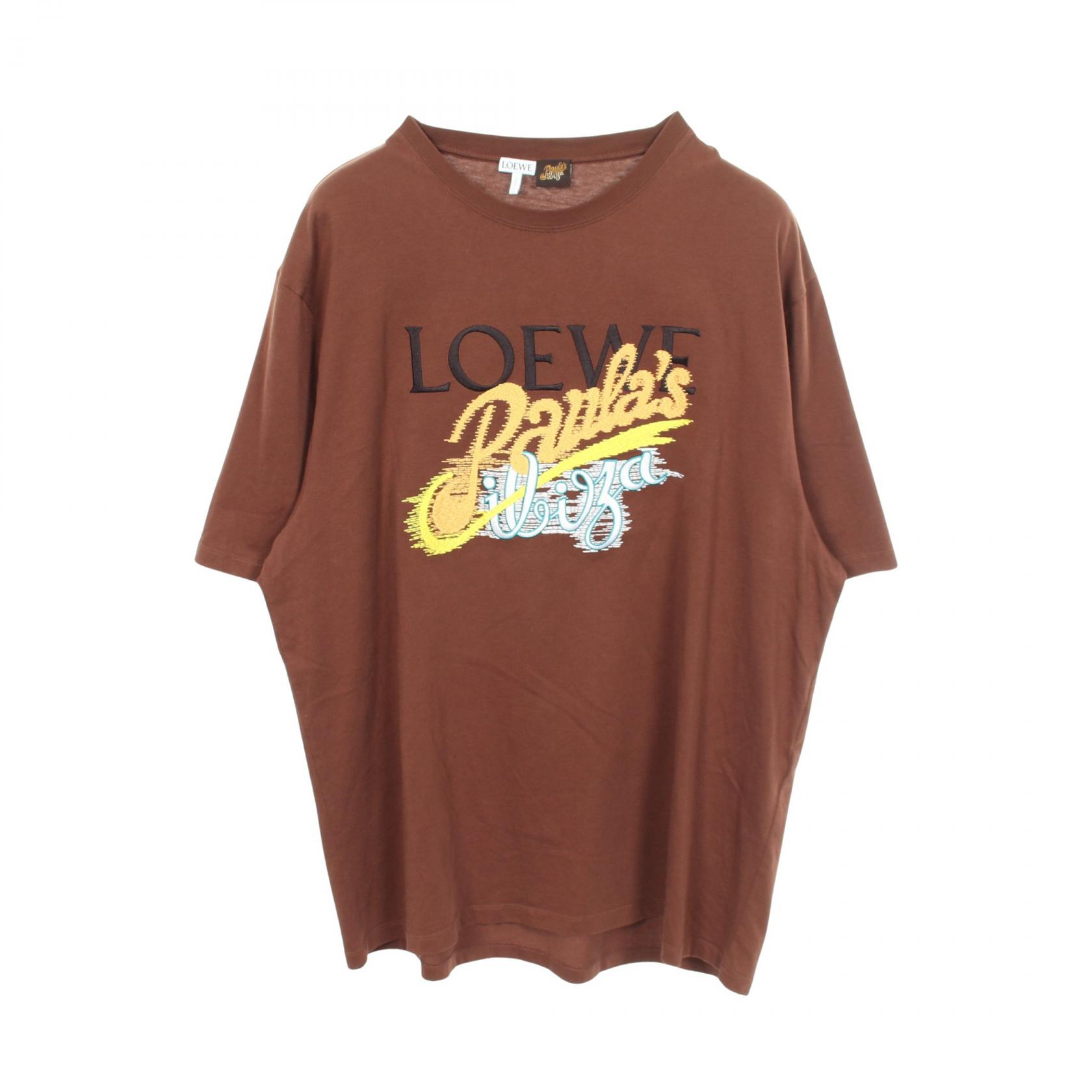 ロエベ LOEWE PAULA'S IBIZA ロゴ刺繍 半袖Tシャツ 衣料品 トップス コットン メンズ ブラウン系 【中古】｜Mike Museum