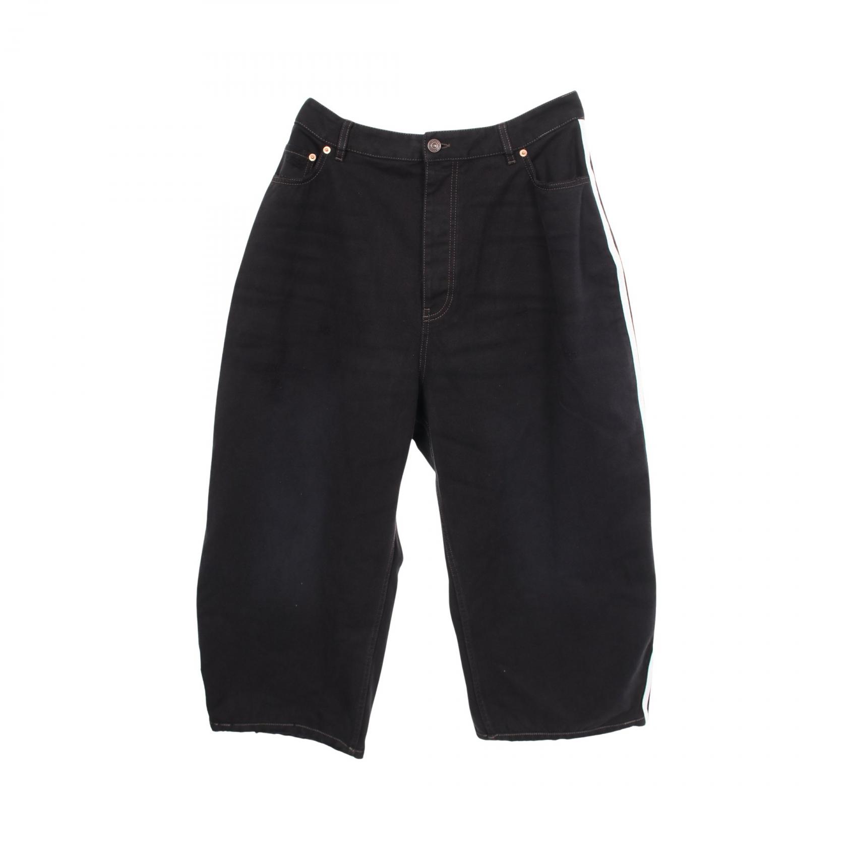≪10%OFFクーポン 7/19 20時～7/26 9:59≫バレンシアガ BALENCIAGA BALENCIAGA &times; adidas ダメージ加工 サイドライン バギー デニムパンツ 衣料品 ボトムス コットン メンズ ブラック系 724778 【中古】｜Mike Museum