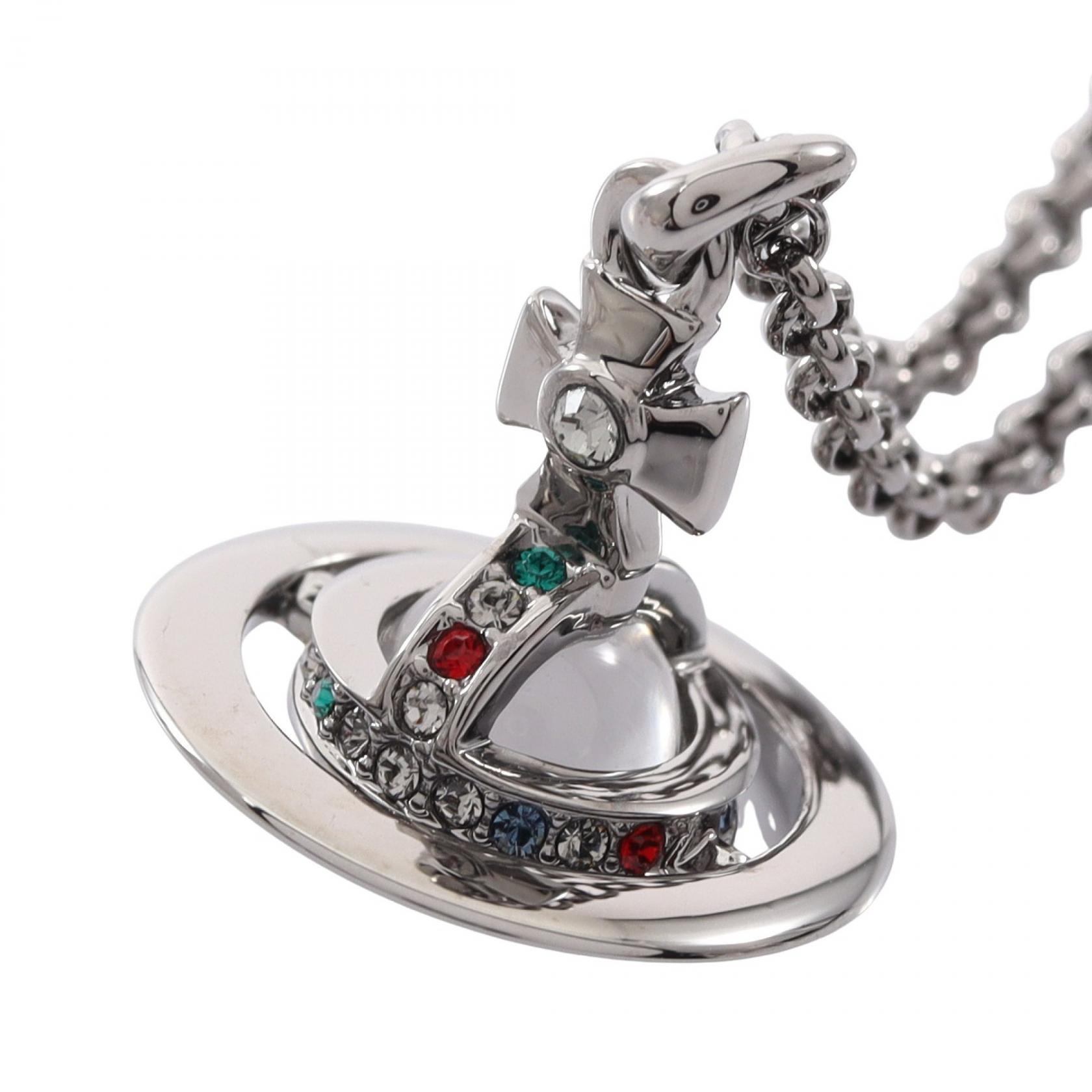≪2千円OFFクーポン 7/19 20時～7/26 9:59≫ヴィヴィアンウエストウッド Vivienne Westwood NEW PETITE ORB PENDANT ネックレス ジュエリー ステンレススチール クリスタル / ラインストーン レディース シルバー系 / クリア系 / マルチカラー 63020098S001 【新品】｜Mike Museum