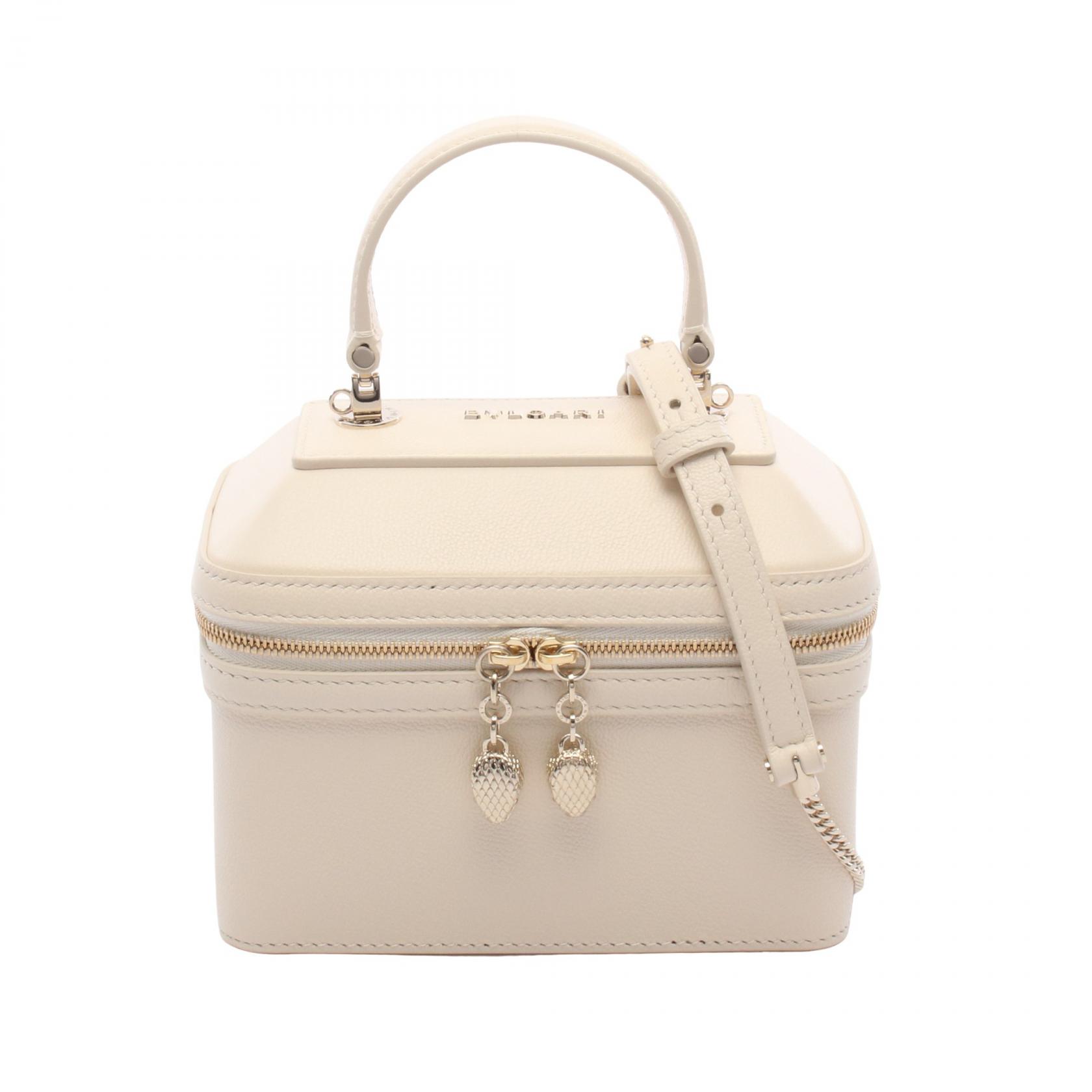 ≪10%OFFクーポン 7/19 20時~7/26 9:59≫ブルガリ BVLGARI セルペンティ ジュエリーボックス 2WAY ハンドバッグ バッグ レザー レディース アイボリー系 【中古】|Mike Museum