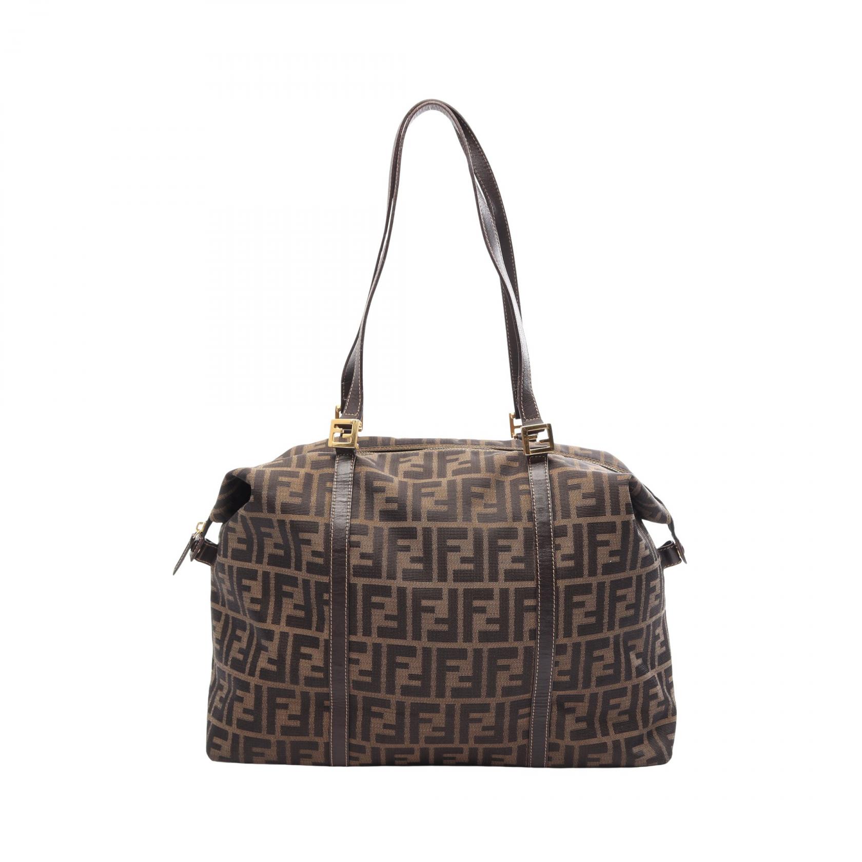 ≪10%OFFクーポン 7/19 20時～7/26 9:59≫フェンディ FENDI ズッカ トートバッグ バッグ キャンバス レザー レディース ブラウン系 / ブラック系 【中古】｜Mike Museum