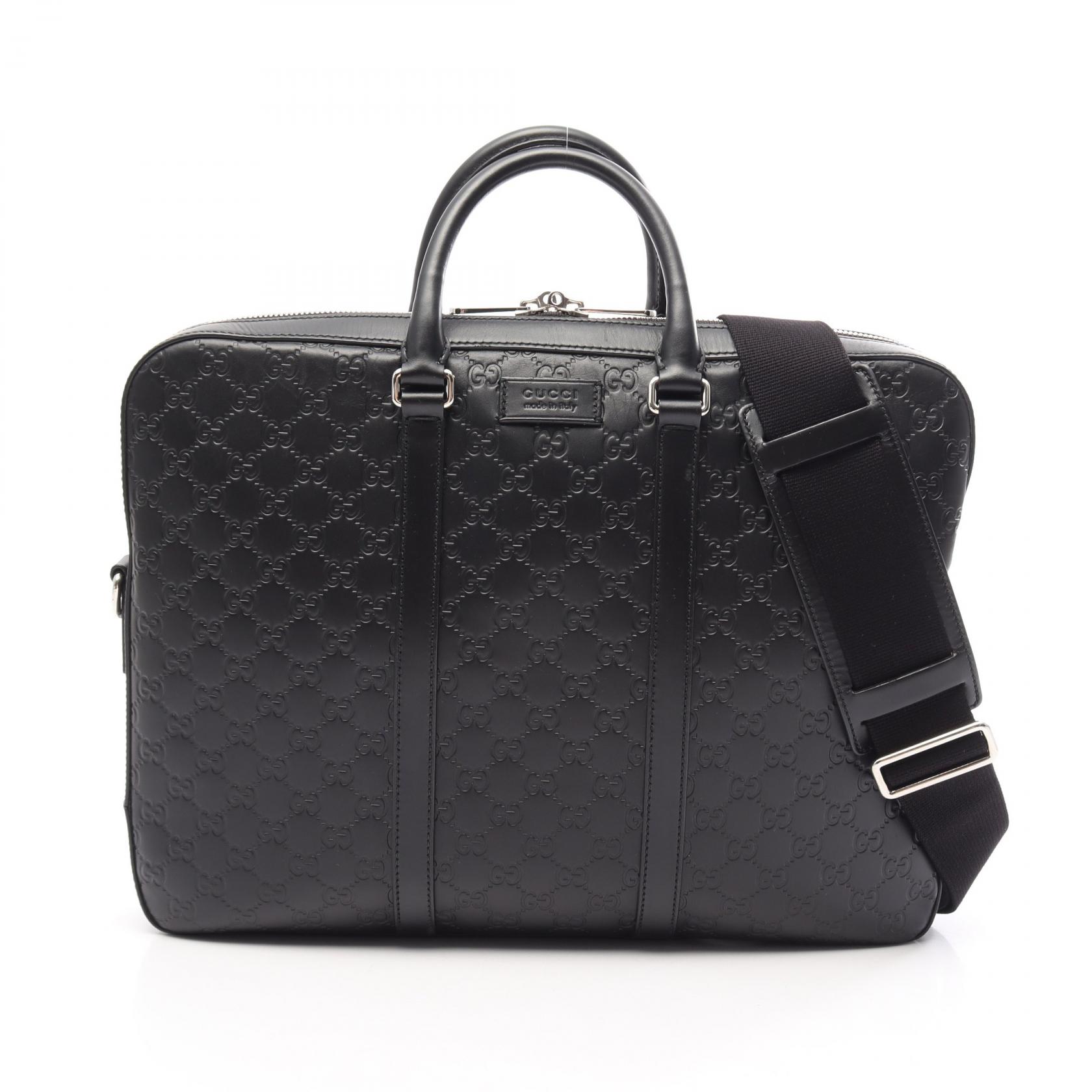 ≪10%OFFクーポン 7/19 20時～7/26 9:59≫グッチ GUCCI グッチシマ 2WAY ブリーフケース バッグ レザー メンズ ブラック系 428041 【中古】｜Mike Museum