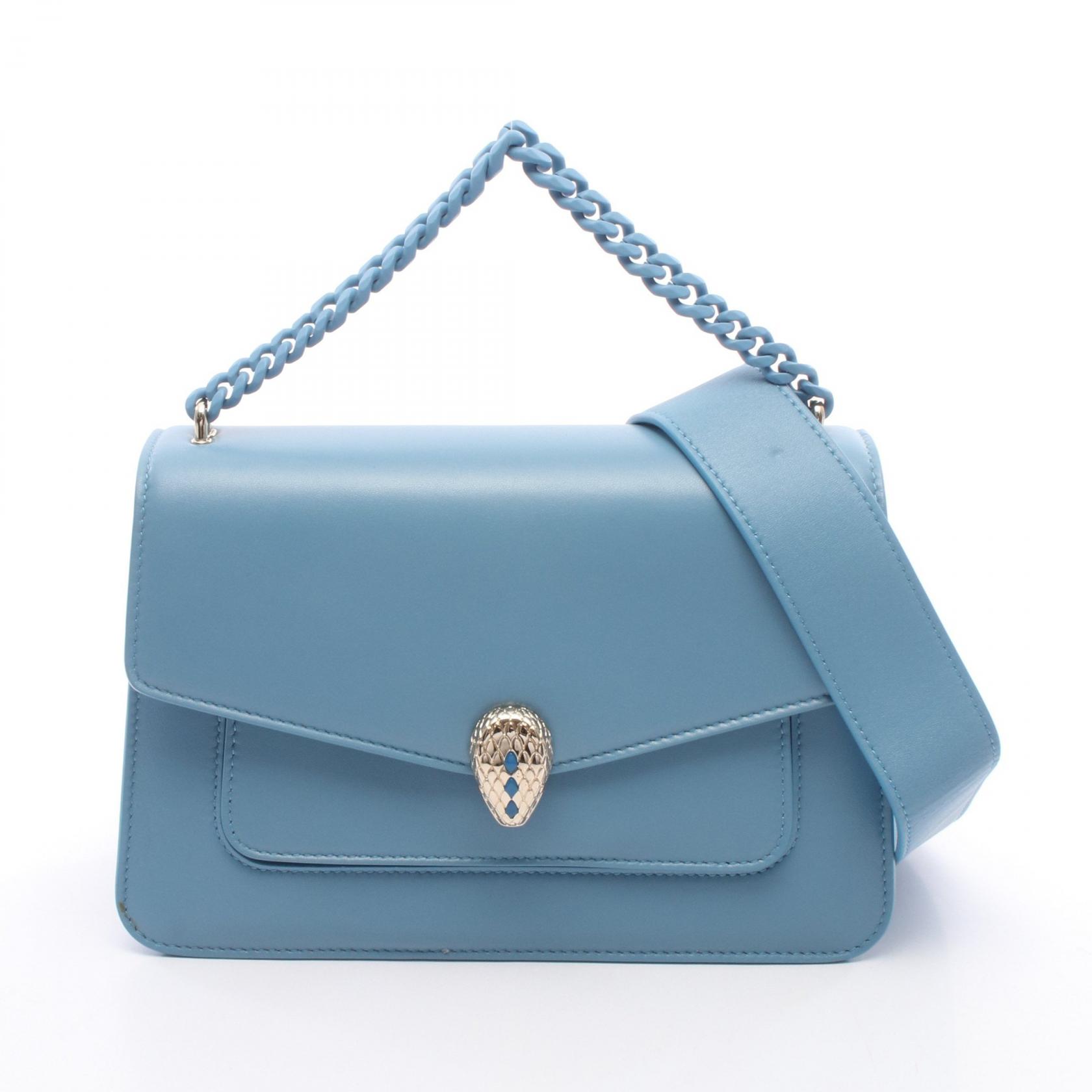 ≪10%OFFクーポン 7/19 20時～7/26 9:59≫ブルガリ BVLGARI セルペンティ フォーエバー 2WAY ハンドバッグ バッグ レザー レディース ブルー系 【中古】｜Mike Museum