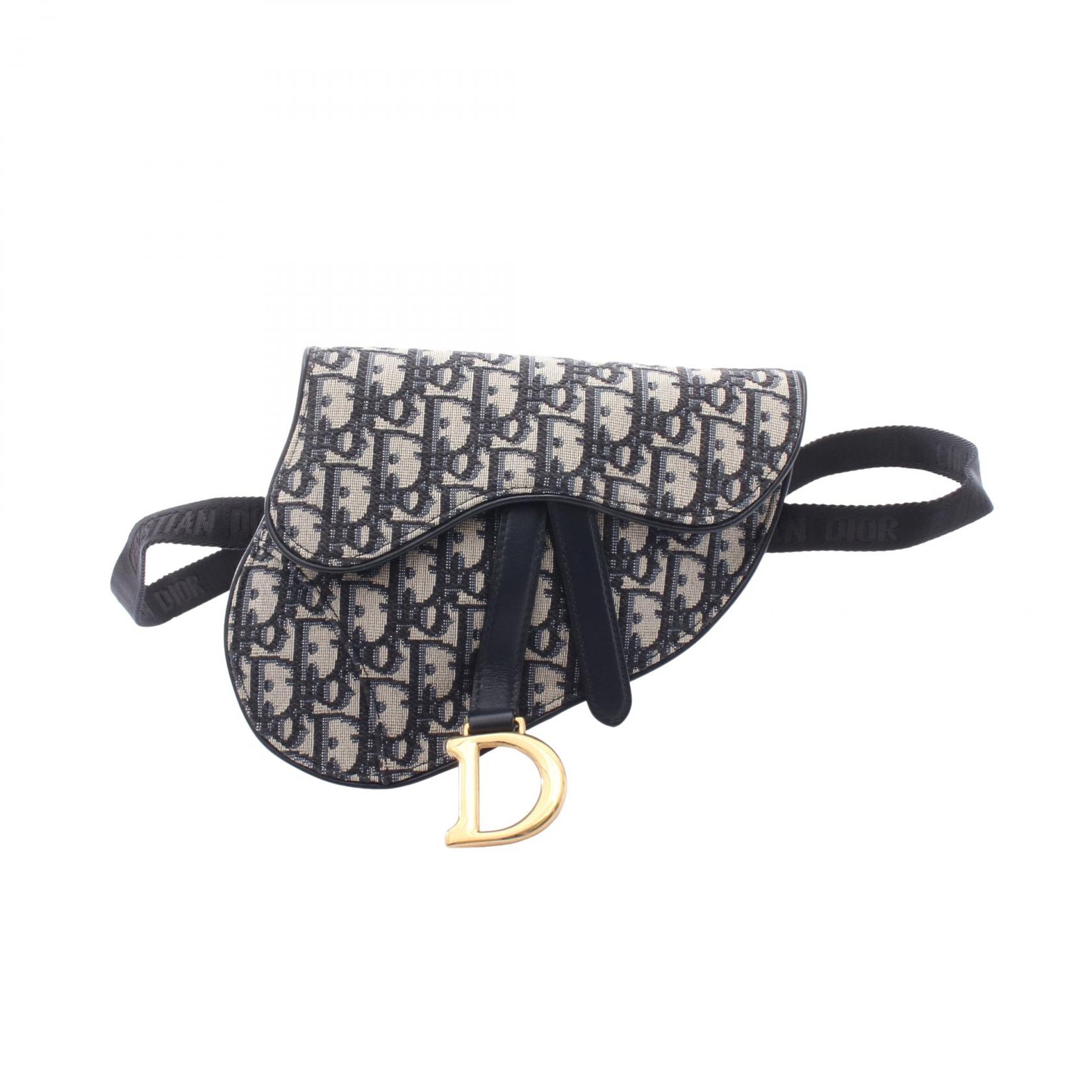 ≪10%OFFクーポン 7/19 20時~7/26 9:59≫ディオール Dior SADDLE サドル オブリーク ウエストバッグ バッグ キャンバス レザー レディース ネイビー系 / ベージュ系 【中古】|Mike Museum