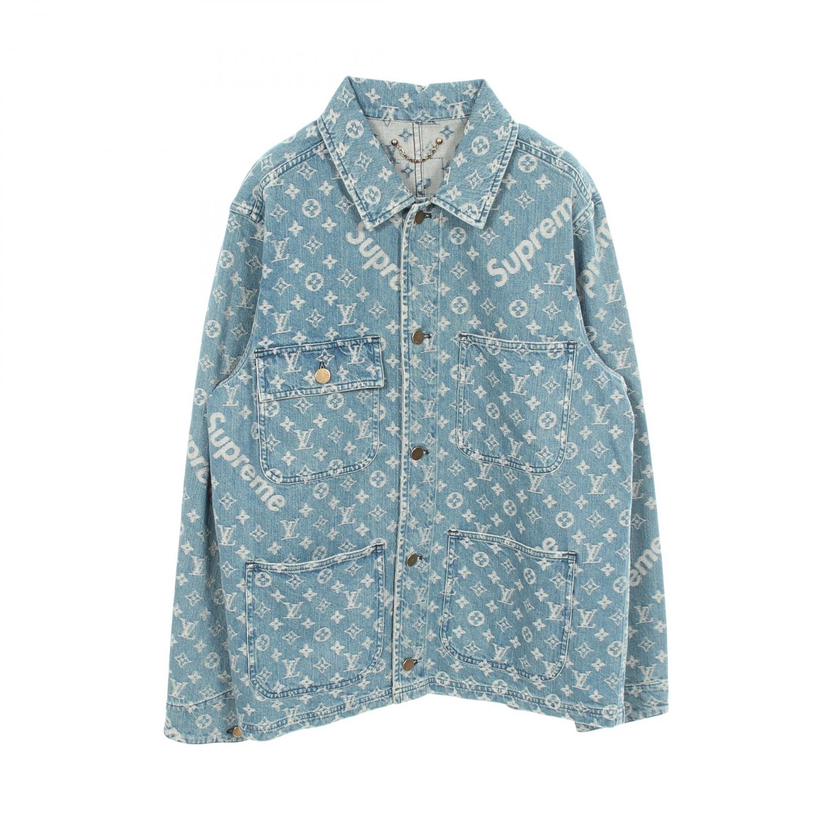 ≪10%OFFクーポン 7/19 20時~7/26 9:59≫ルイ・ヴィトン LOUIS VUITTON LOUIS VUITTON × Supreme デニムジャケット 衣料品 アウター コットン モノグラム・ジャガードデニム メンズ ブルー系 HDK91WALL 【中古】|Mike Museum