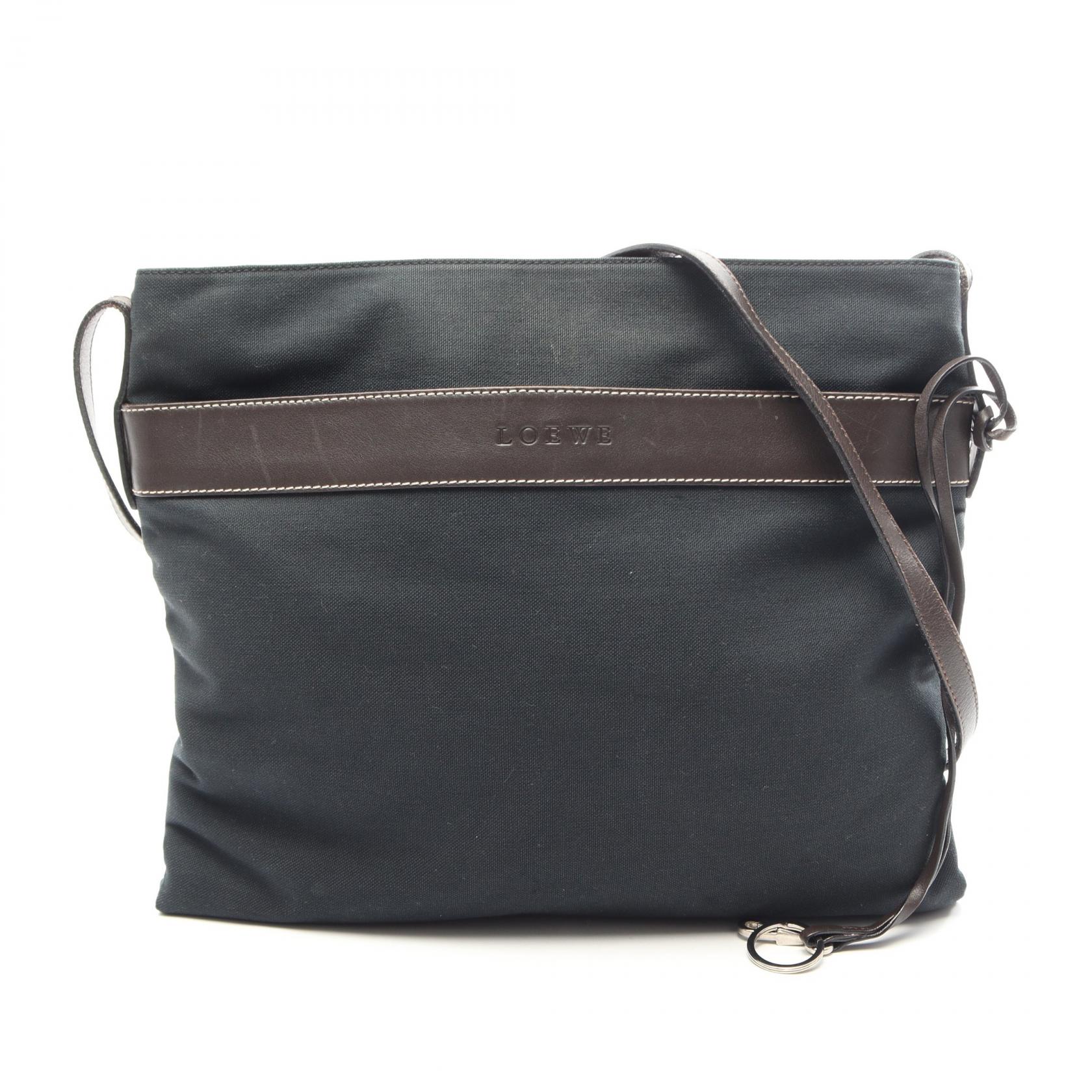 ≪10%OFFクーポン 7/19 20時~7/26 9:59≫ロエベ LOEWE ショルダーバッグ バッグ キャンバス レザー レディース ブラウン系 / グリーン系 【中古】|Mike Museum