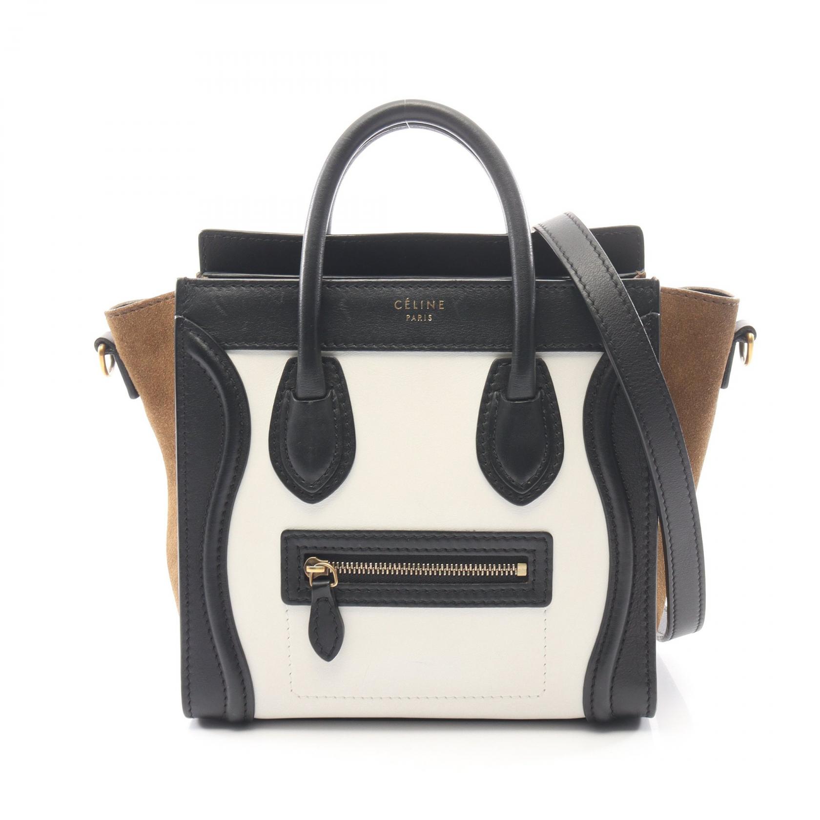≪10%OFFクーポン 7/19 20時~7/26 9:59≫セリーヌ CELINE ラゲージ ナノショッパー 2WAY ハンドバッグ バッグ レザー レディース ブラック系 / ホワイト系 / カーキ系 【中古】|Mike Museum